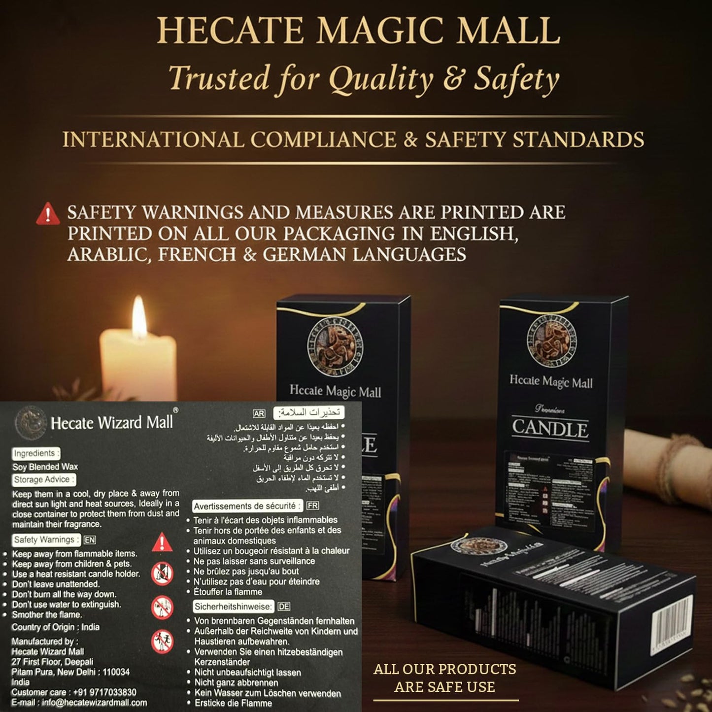 Hecate Magic Mall Christmas Candle Gift Set – 9 Highly Scented Festive Candles Including Santa, Trees, Deer, Cake & Ribbed Pillars | Luxury Holiday Gift Box with Surprise Santa Design (Pack of 1)
