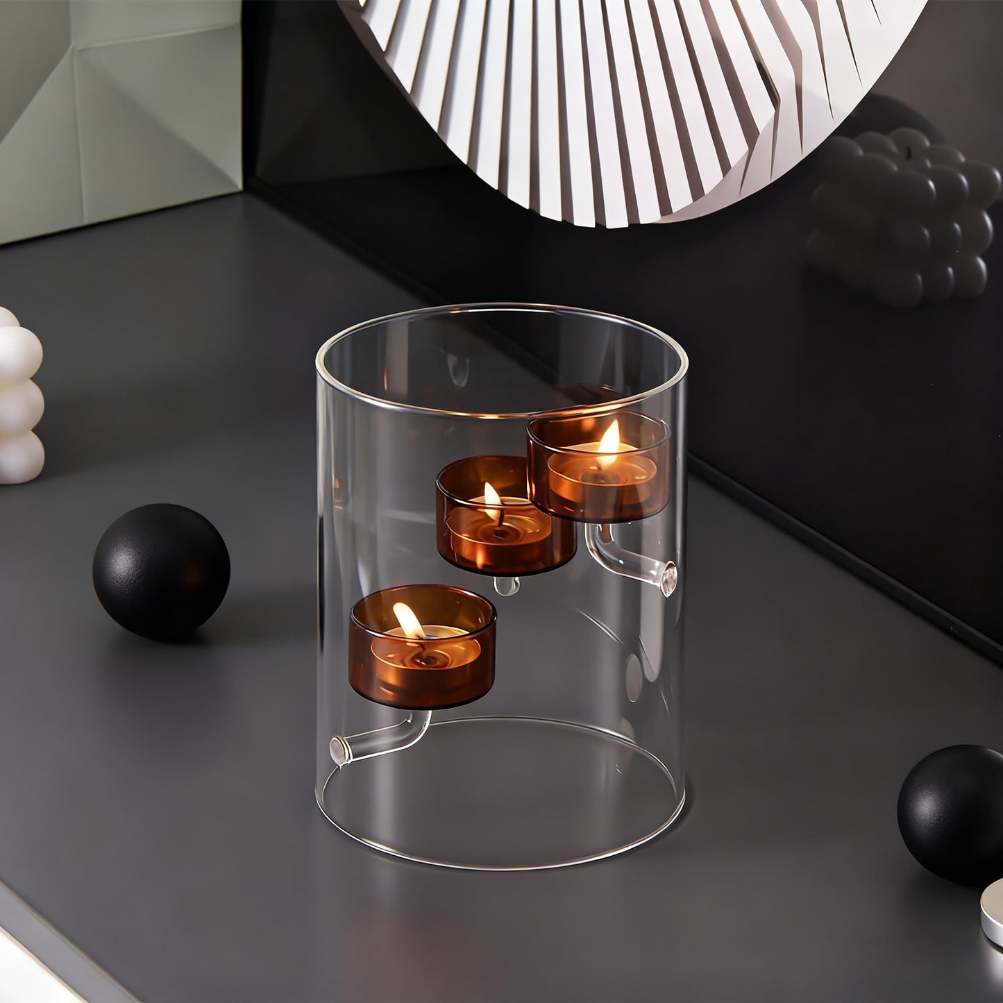 Maimeili Glass Candle Holder Hurricane Crystal Decorative Candle Fits Standard Tealight for Table Wedding Dinning Centerpieces Party Supplies Home Decor
