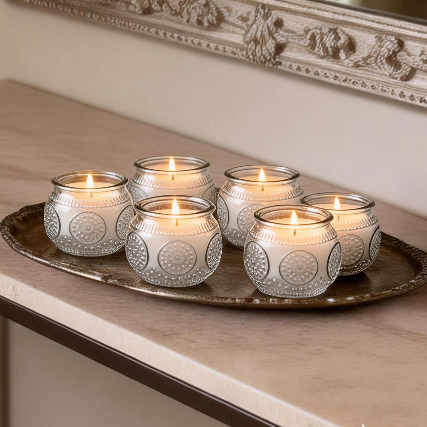 Veiuwa 24 Pack of 4 Oz Mini Soy Candles, Vanilla Scented Candle Set in Vintage White for Home, Gifts, Party Favors, Spa & Relaxation It's a Very Holiday Gift to Give to Family and Friends!