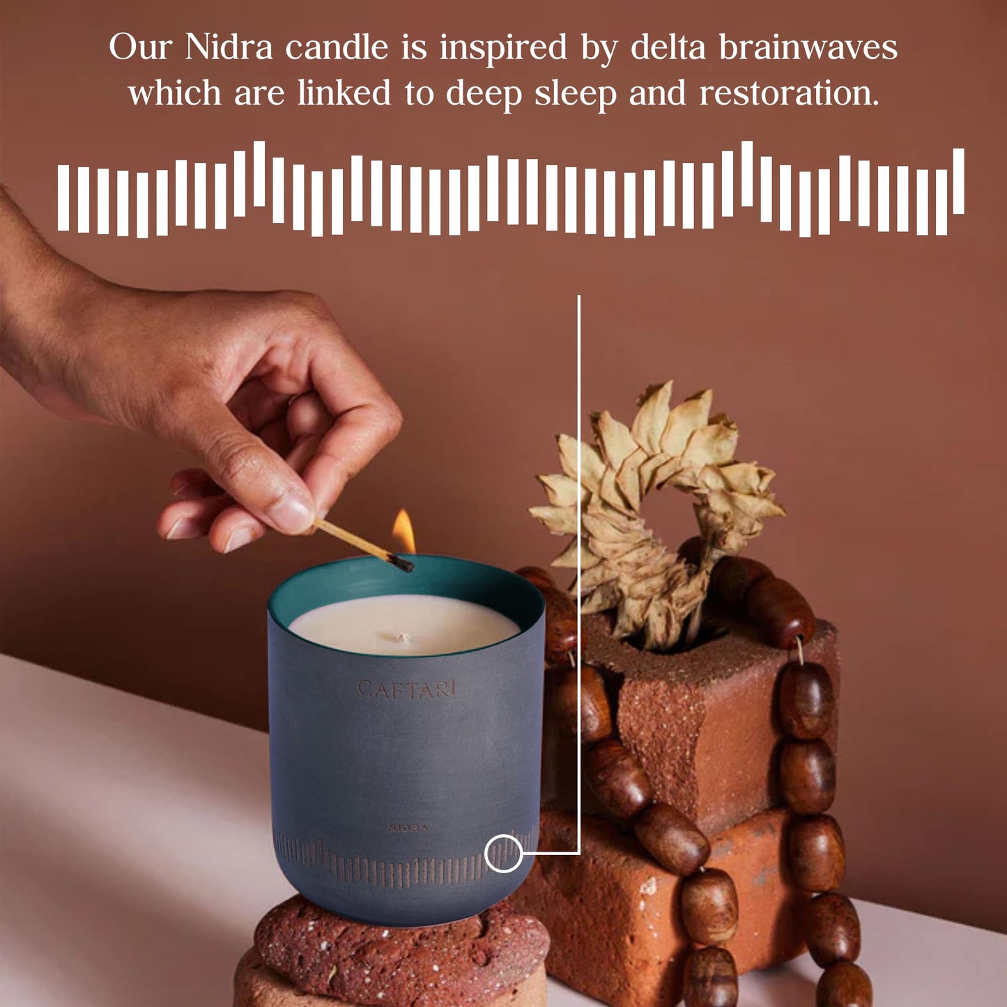 CAFTARI Nidra Scented Candle for Home | Jasmine, Tuberose & Neroli | Non Toxic Candle | Premium Soy Candle | 60-Hour Burn | Vegan Aromatherapy | Elegant Ceramic Jar | Luxury Gift | 10.5