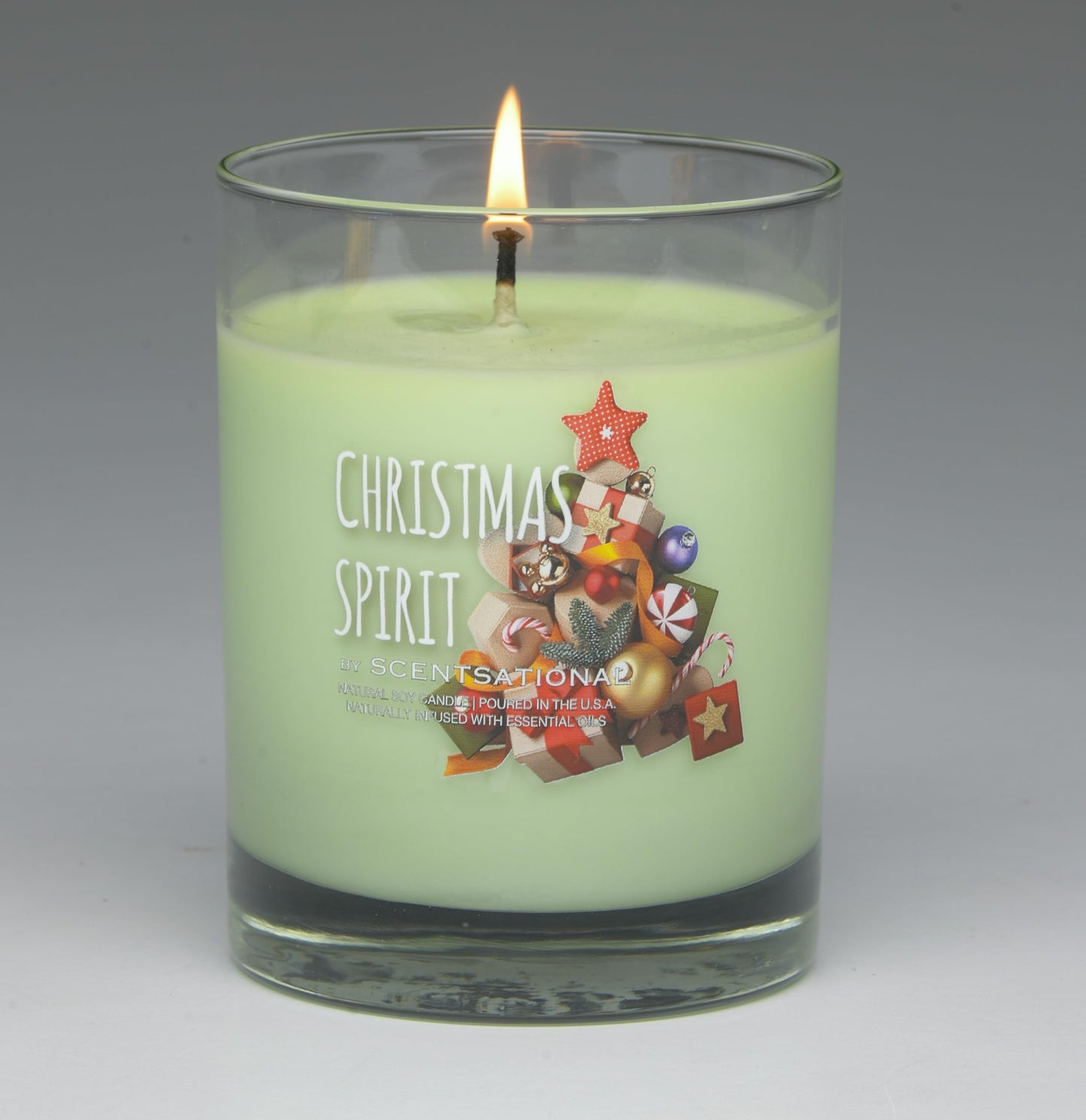 Scentsational Christmas Spirit Scented Soy Candle, 11 oz, Natural Essential Oils, 50-60 Hour Burn Time, Gift Bag Included