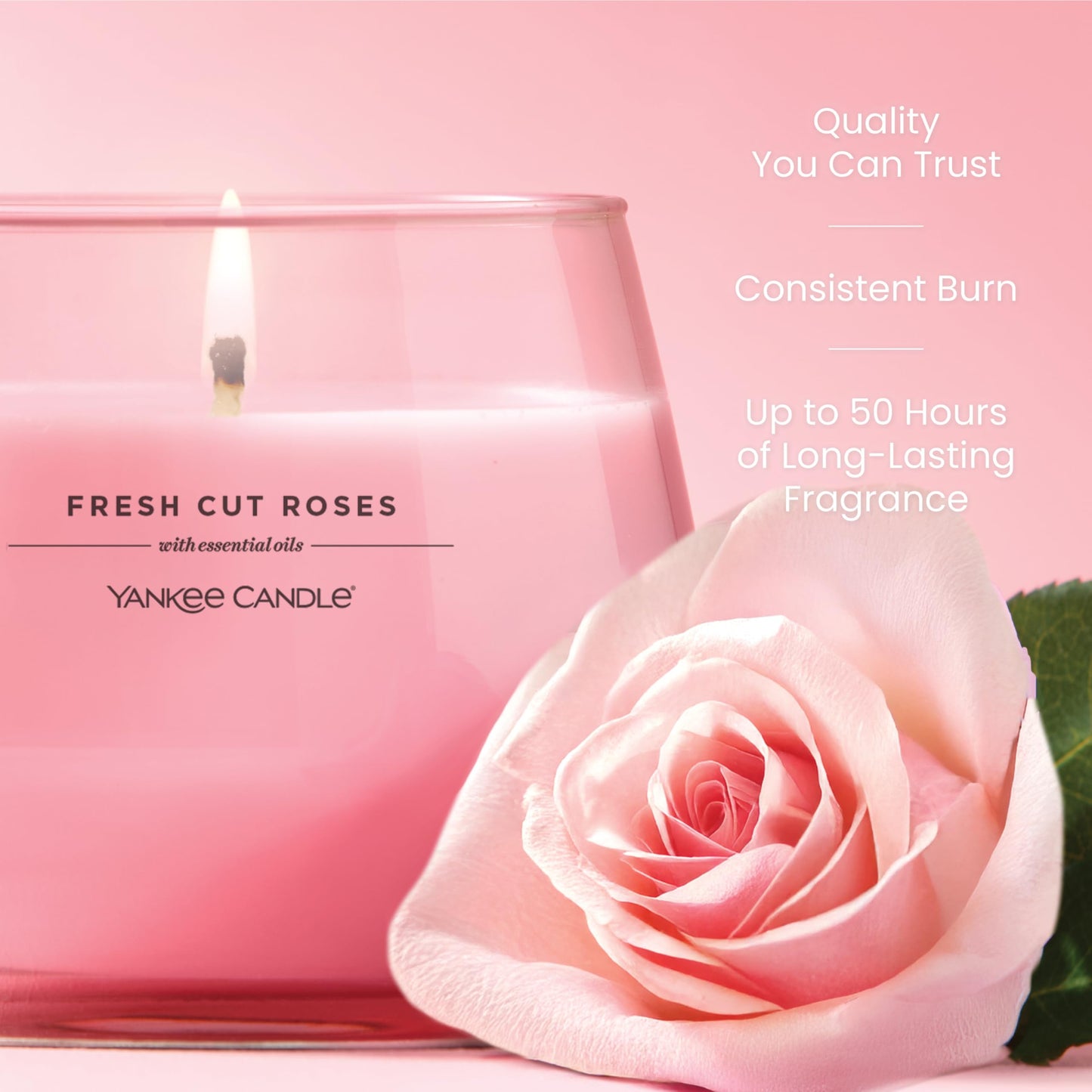 Yankee Candle Studio Scented Candle with up to 50 Hour Burn Time, Premium Plant Wax Blend for Consistent Burn, 10 oz Jar Candle with Room Filling Fragrance, Fresh Cut Roses (Pack of 1)