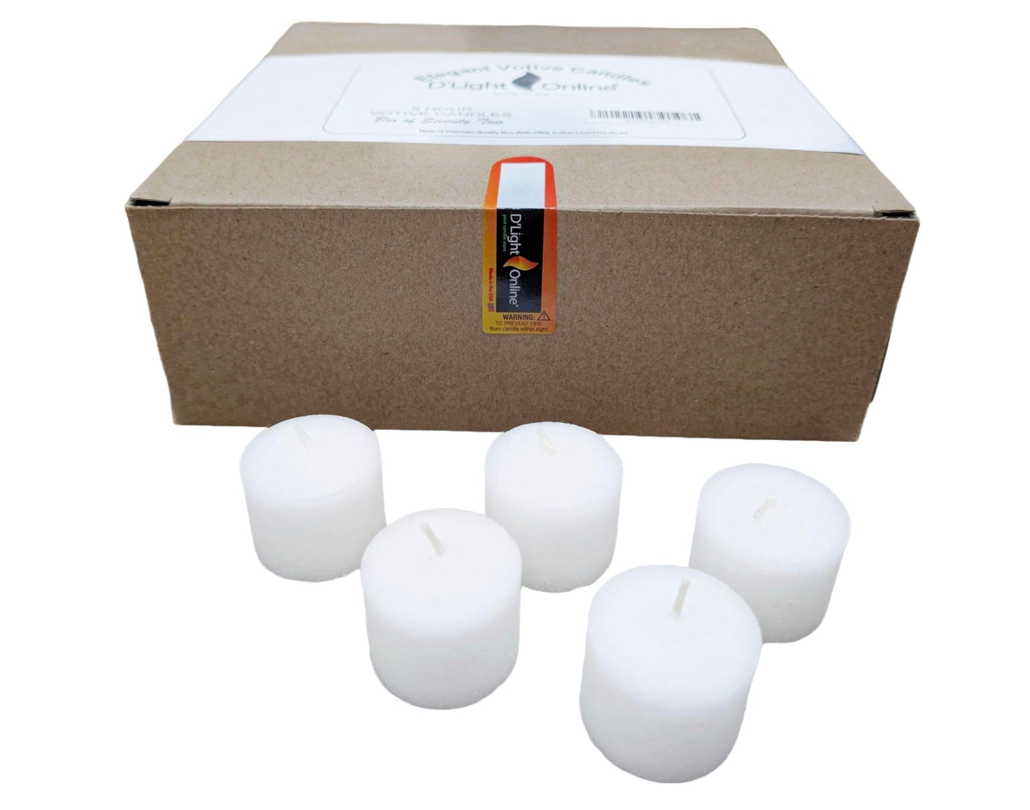 D'light Online Unscented Votive Candles - Bulk Small Candles for Synagogues, Churches, Baby Shower, Home Decoration, Restaurants and Weddings (White, 8 Hour - Set of 288)