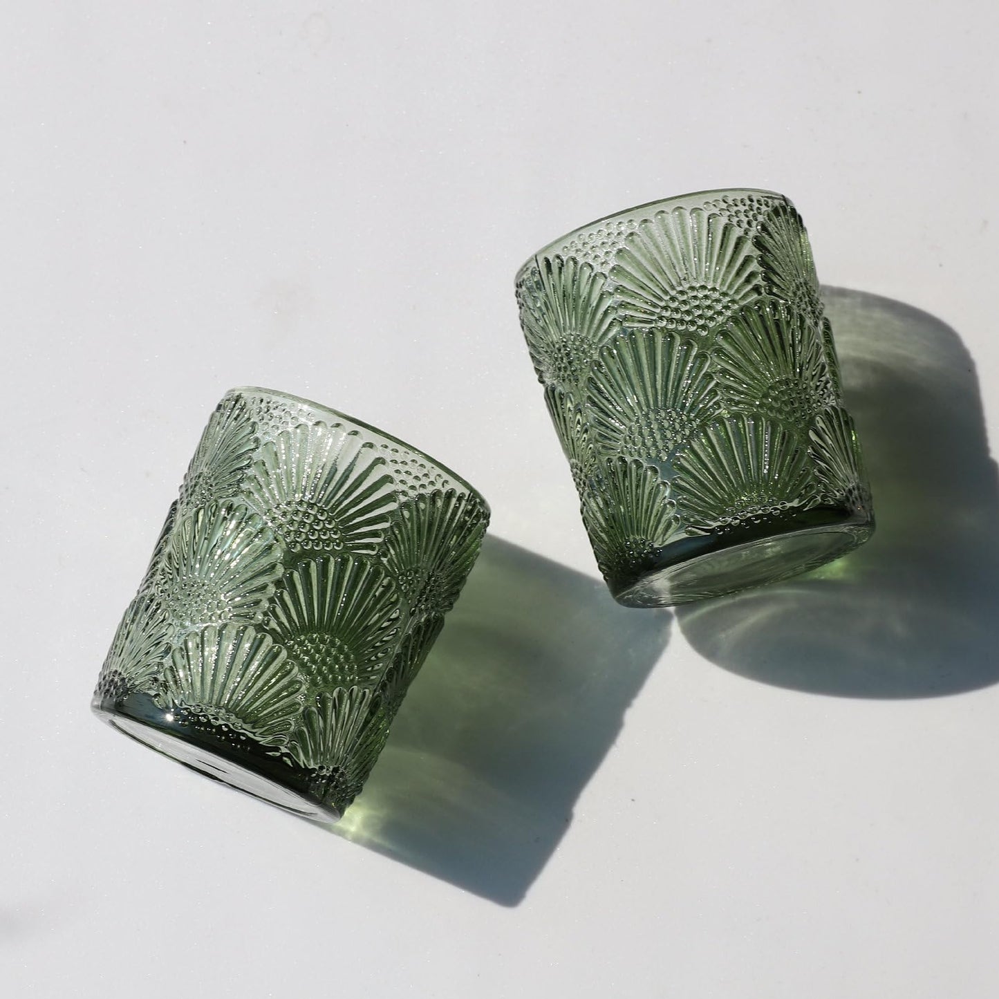 Woho Green Votive Candle Holders Set of 24, Green Glass Tealight Candle Holder for Christmas Party Decor, Tea Light Candle Holder Glass for Wedding Table Lovely Gift