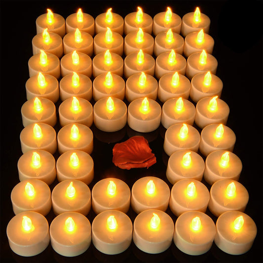 Pandaing Lasts 2X Longer White Flameless Tealight Candles, 40 Pack, Batteries Included, Realistic Tea Lights Candles, Flickering Bright Tealights, Unscented Battery Operated Candles