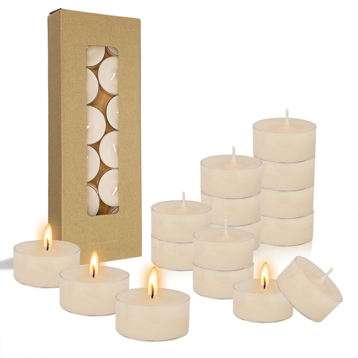 Jasmine Scented Tealight Candles, 12 Pack White Holiday Tea Lights with Clear Cups | Long-Lasting for Seasonal Home Decor,RDIVJA