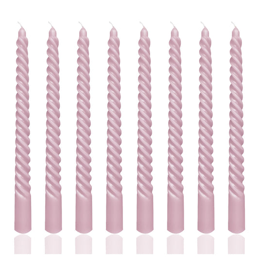 10 Inch 8 Pack Blush Pink Spiral Taper Candles for Dinner Home Decor Wedding Shower Christmas Candlesticks, Baby Shower, Birthday Party Candles