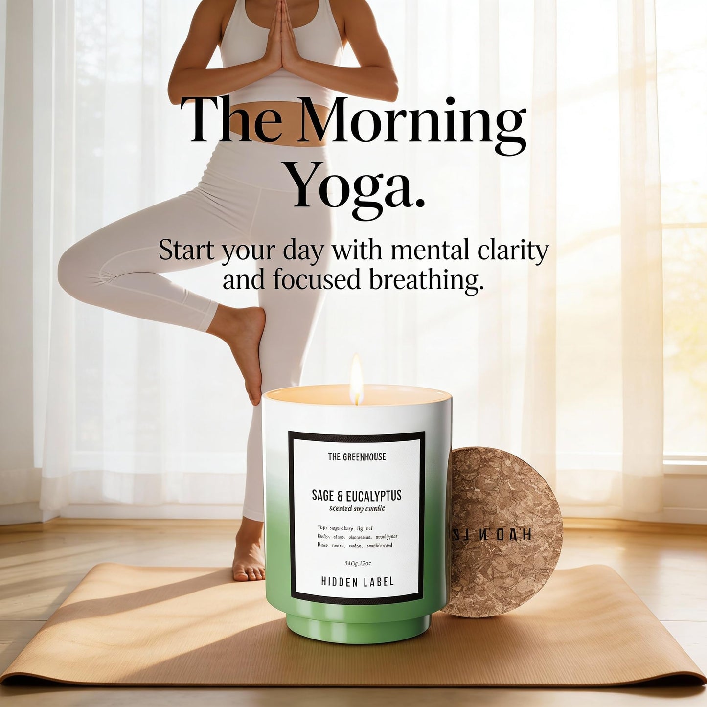 Eucalyptus Sage Scented Candle, 12oz Natural Soy Wax with Cotton Wick, 75H Long Lasting Burn Aromatherapy Candle for Home, Stress Relief Meditation & Yoga, Non-Toxic Relaxation Gift for Women