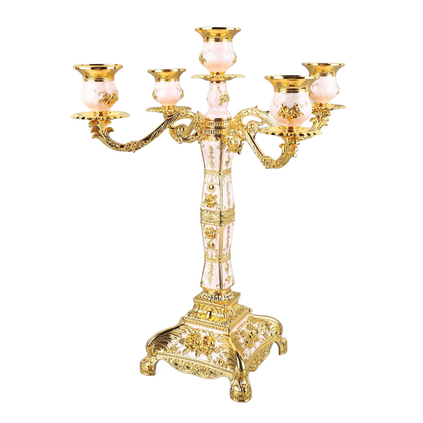 NDNCZDHC Metal Candelabra Candlestick, European Halloween Candlestick Holder, Elegant Candle Candle Holder for Wedding Dining Table Party (5 Arms)