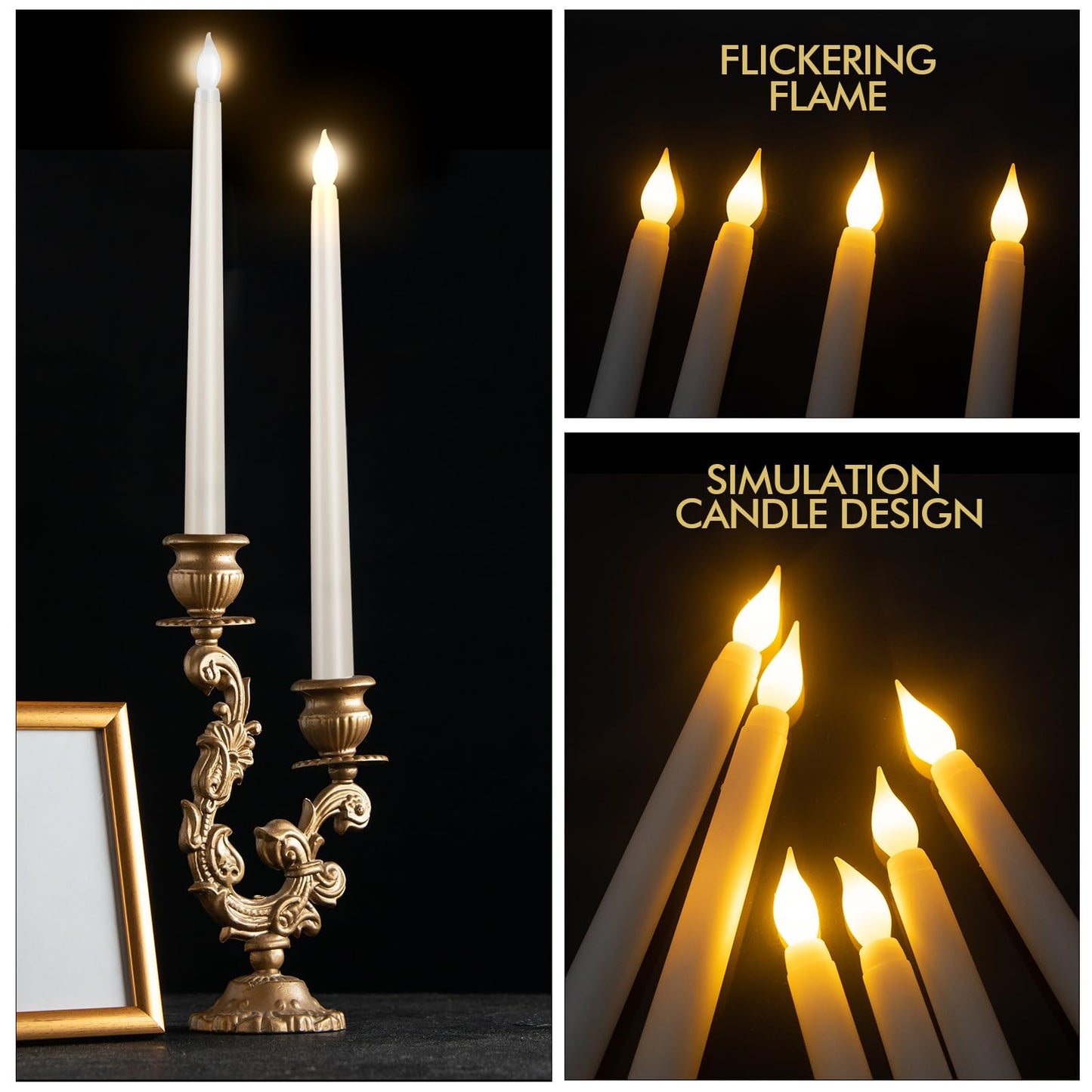 Bazayona 72pcs Flameless Flickering LED Taper Candles Bulk Battery Operated Candles for Christmas Halloween Birthday Wedding Party, (Ivory, 11 inch, 72pcs)