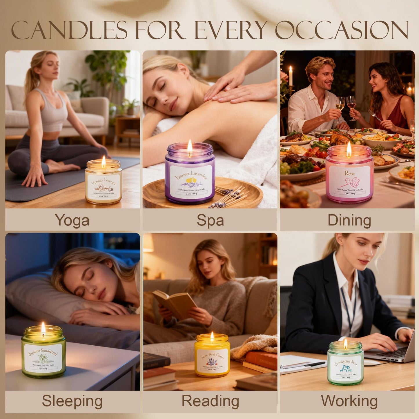 6 Pack Candles for Home Scented | Aromatherapy Candles Gift for Women,Soy Wax Long Lasting Jar Candles Gift Set for Women Christmas,Birthday,Mother's Day,Anniversary Present