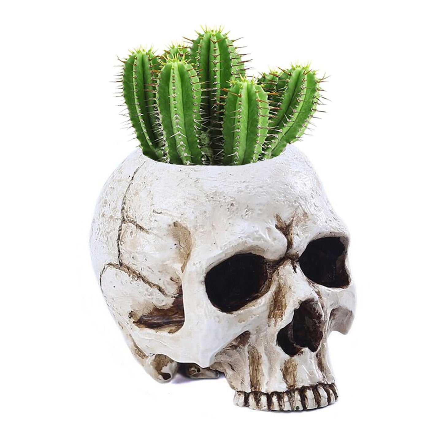 VICDUEKG 2 Pcs Skull Candle Holder Skeleton Candlestick Holders Tealight Resin Candlestick Crafts for Party Halloween Graveyard Outdoor Bar Home Decoration, Black and White