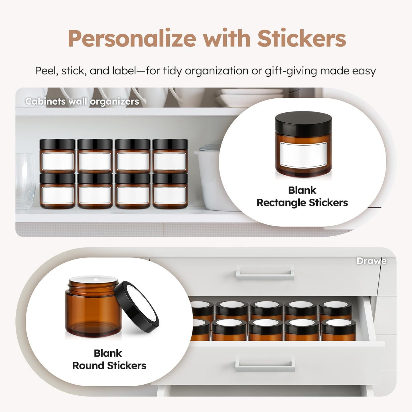 4 oz Glass Jars with Metal Lids, 24 Pack Amber Small Glass Jars with Black Lids Leakproof Round Airtight Empty Cosmetic Travel Containers with Inner Liners For Lotions Powders and Candle Making
