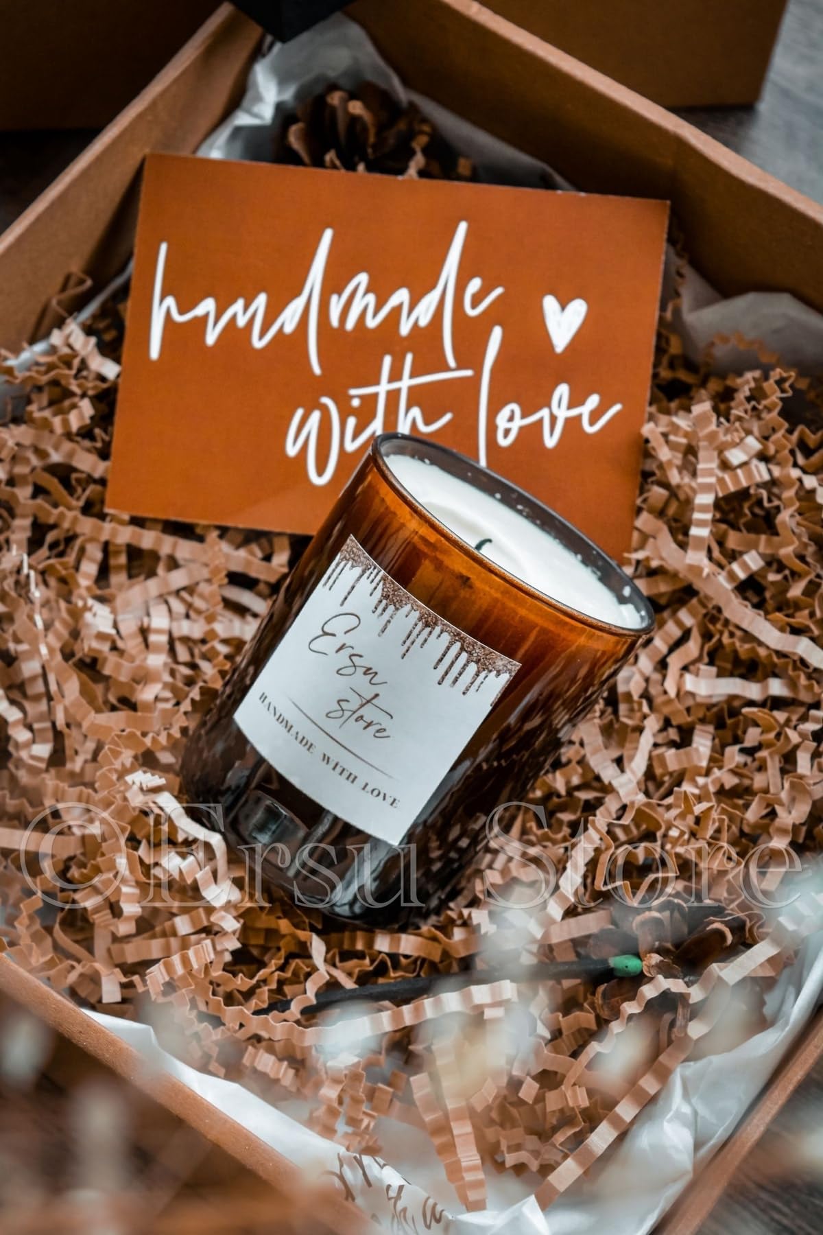 Scented Soy Wax Candle in Amber Glass Jar Vanilla Scented 1 Piece - Labeled