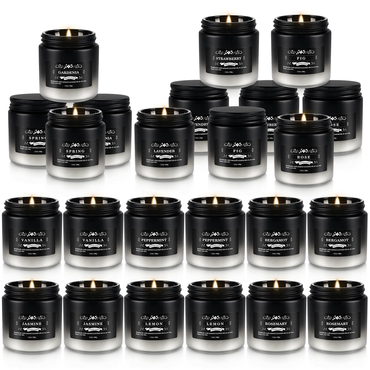 Fclayvts Scented Candles Set - 24 Pack Black&White Men Candles for Home Scented, 3.5 oz, Aromatherapy Soy Candle Gifts Set for Men, Birthday, Valentine, Christmas, Anniversary Present for Him