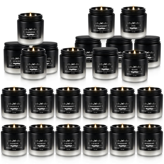 Fclayvts Scented Candles Set - 24 Pack Black&White Men Candles for Home Scented, 3.5 oz, Aromatherapy Soy Candle Gifts Set for Men, Birthday, Valentine, Christmas, Anniversary Present for Him
