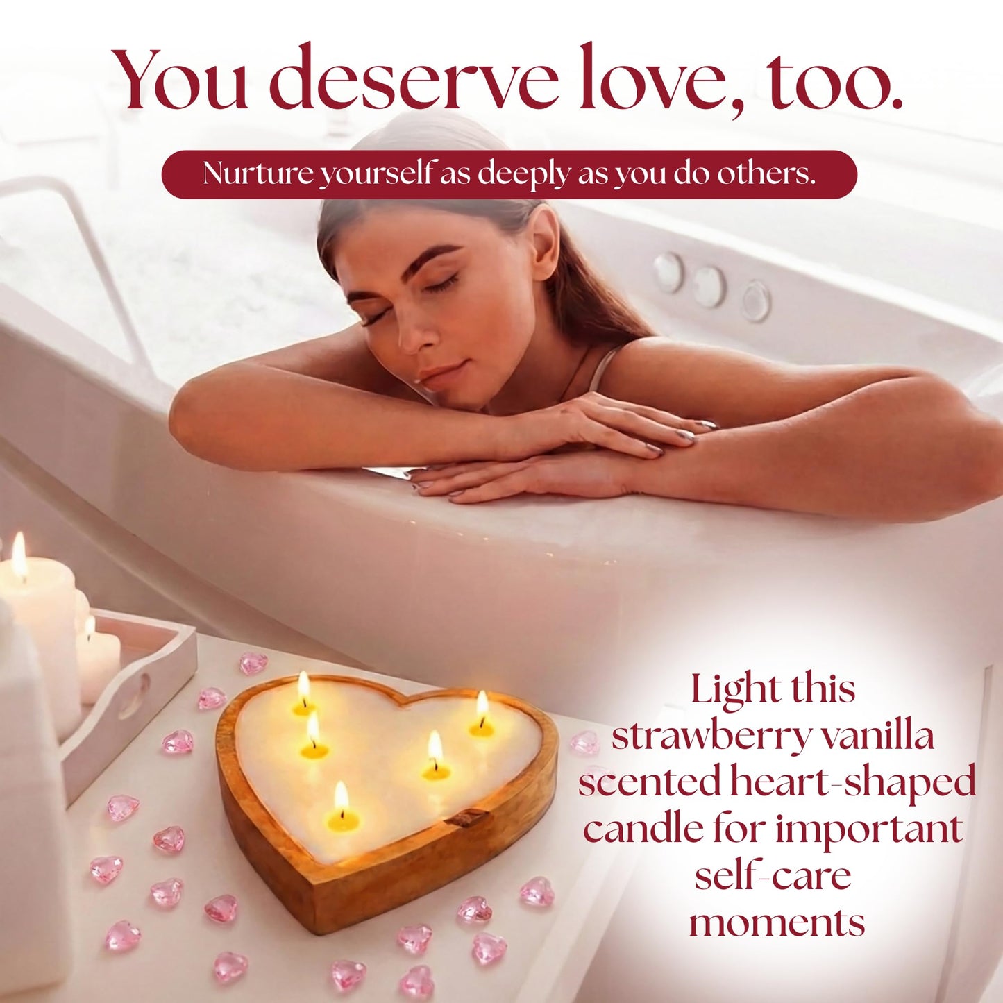 Dough Bowl Candle Co. Strawberry Candle - Large Strawberry Vanilla 10x10x2 Valentine Candles for Home Scented, 5 Wick Heart Shaped Strong Scented Long Lasting Aromatherapy for Women, Candles Gift