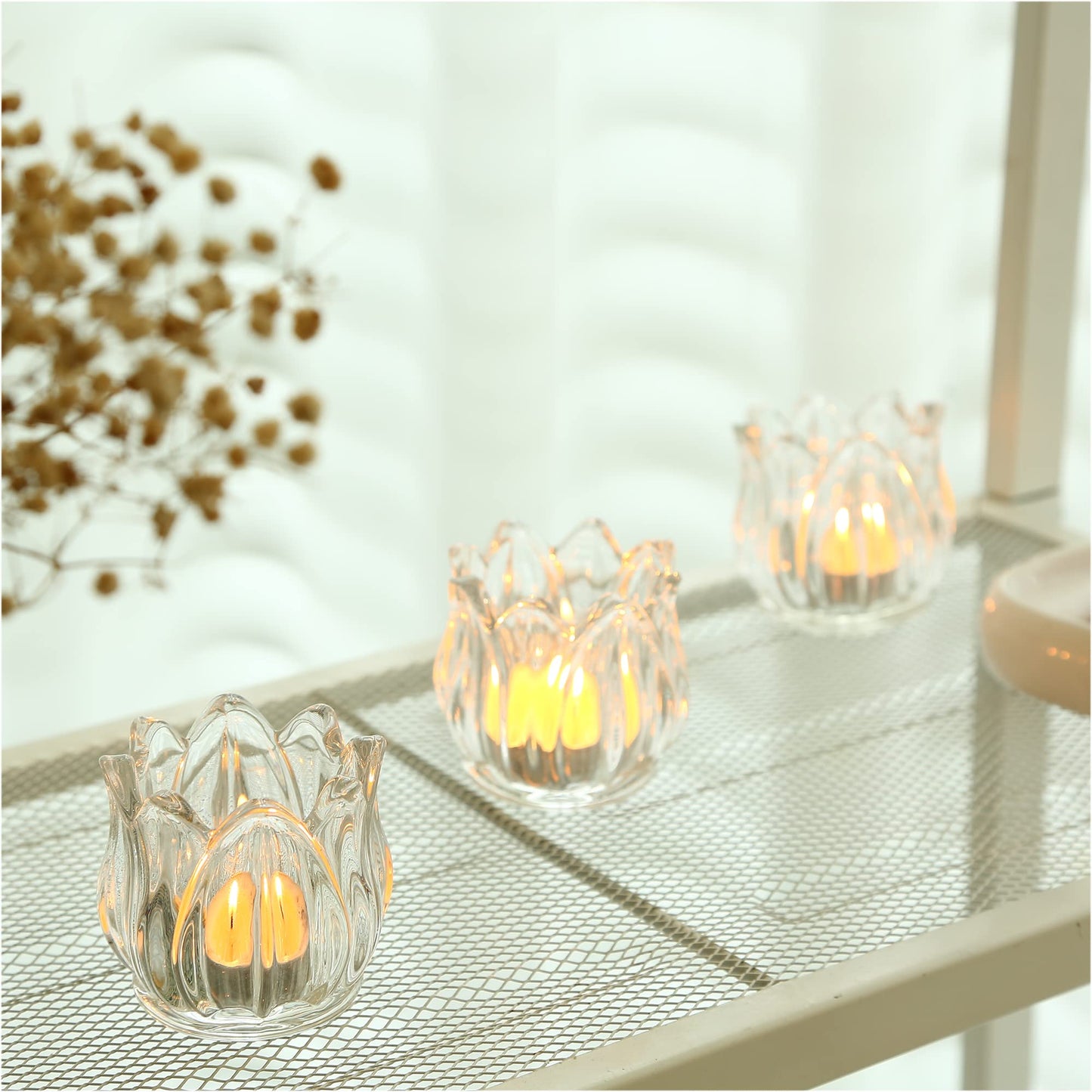 GOLDEAL 24Pcs Votive Candle Holders,Clear Thick Glass Tea Light Candle Holder Bulk,Tealight Candle Jars for Wedding Table Decor,Party Supplies,Bridal Shower,Baby Shower,Tables Centerpieces