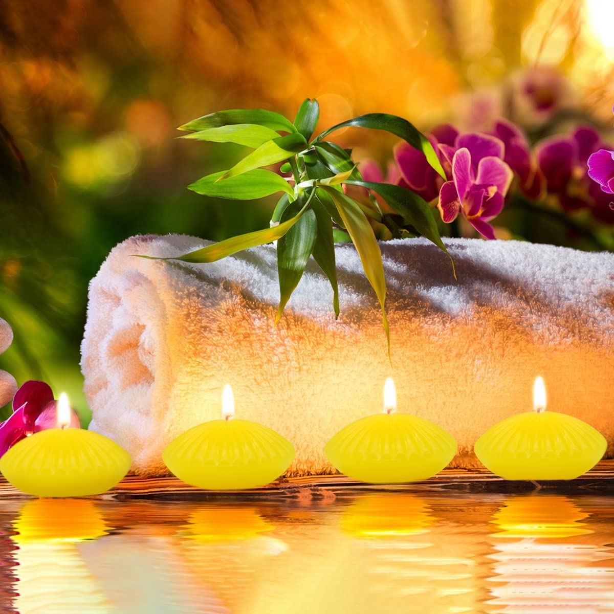 6-Pack 3 Inch Citronella Floating Candles, Large Elegant Waterproof Tealight Candles - Dripless and Long-Lasting for Pools or Water Bowls
