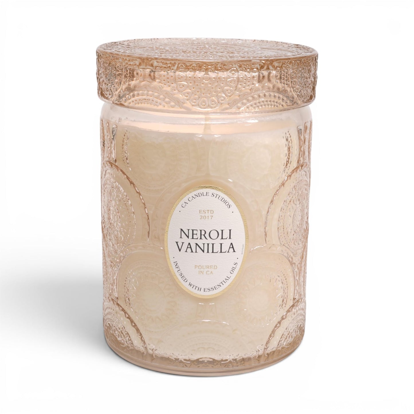 LEOBEN CO – Neroli Vanilla Scented Candle – 18oz, Heirloom Collection Design – 80 hr Burn Time – Poured in California Using Vegan Soy Wax and Essential Oils – Made in Small Batches