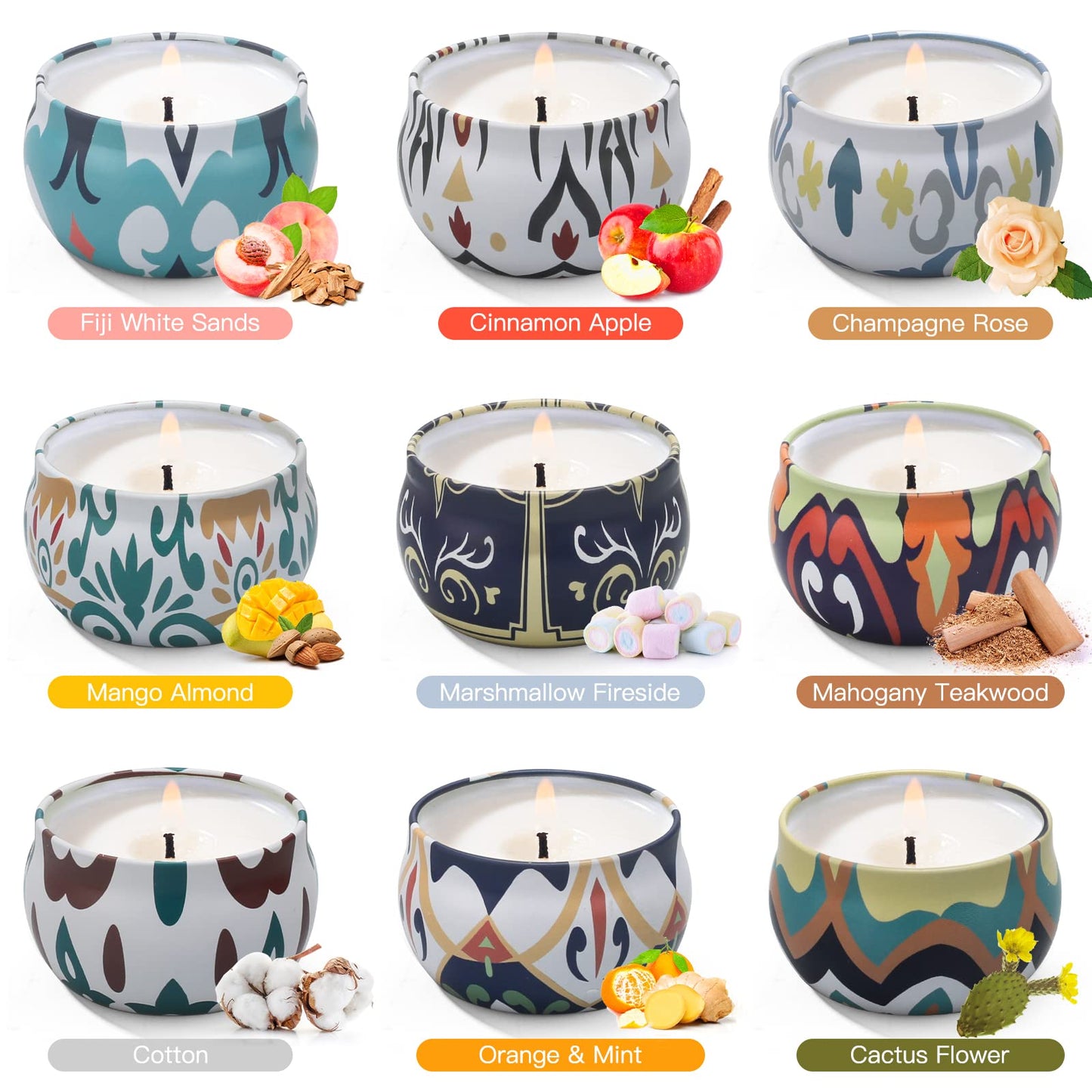 Scented Candles, 9 Packs 2.5oz Candle Set, Soy Candles for Home Scented, Aromatherapy Candle Gift Set for Stress Relief, Bathing, Ideal Gifts for Women Birthday, Valentines Day, Mothers Day