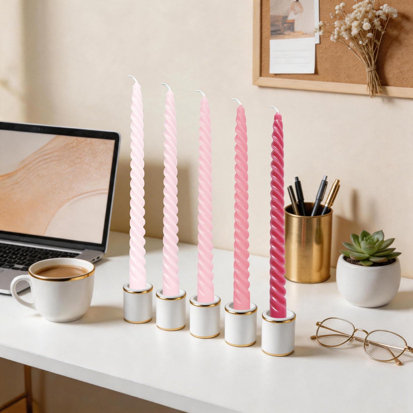 10 Inch Romantic Pink Colors Series Taper Candle Set, 10 Pack Elegant Unscented Dripless Candlesticks for Valentine’s Day, Bridal Showers and Girls' Parties and Gatherings