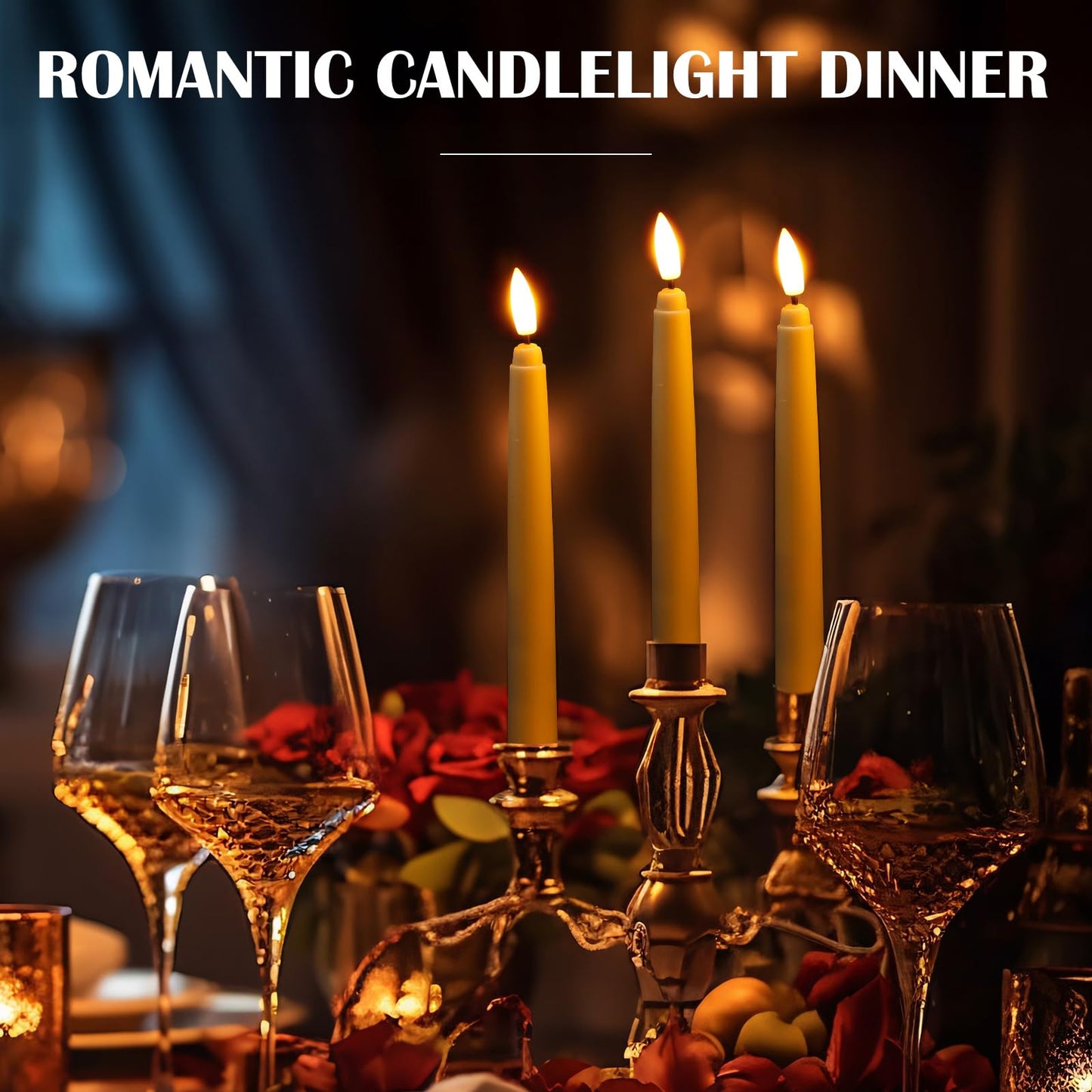 Baquler 125 Pcs Flameless Taper Candles LED Taper Candles Flickering Bulk Ivory LED Candlestick for Easter Wedding Church Halloween Christmas Party Decor Table Centerpiece, 8.5 in, No Batteries