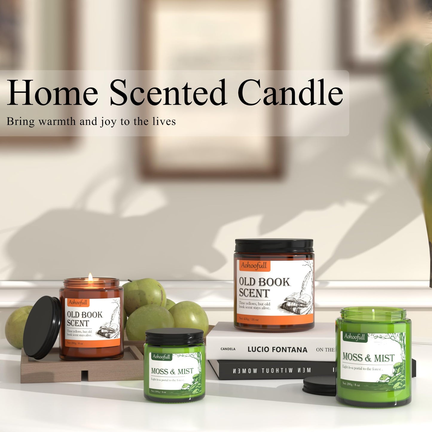 Aohoofull Scented Candles Gifts for Book Lovers, Soy Wax Candles,Fall Candle Inspired Gift Ideas for Readers,Women, Bookworm, Librarian, Men, Friend, 8 oz