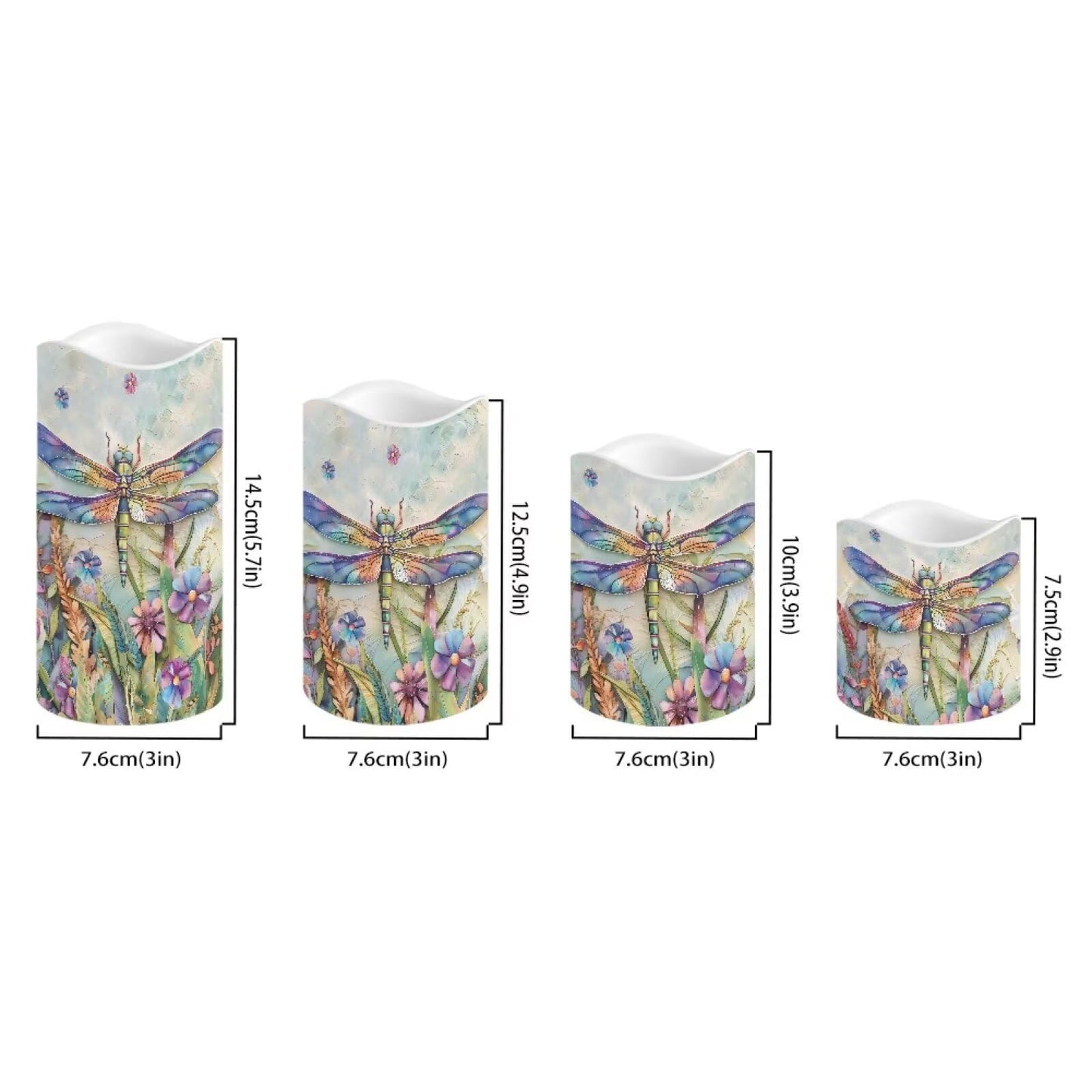 Cozeyat Dragonfly LED Candles Set of 4 Battery Powered Flameless with Remote Timer Flickering Waterproof for Indoor Outdoor Garden Table Beach Decor