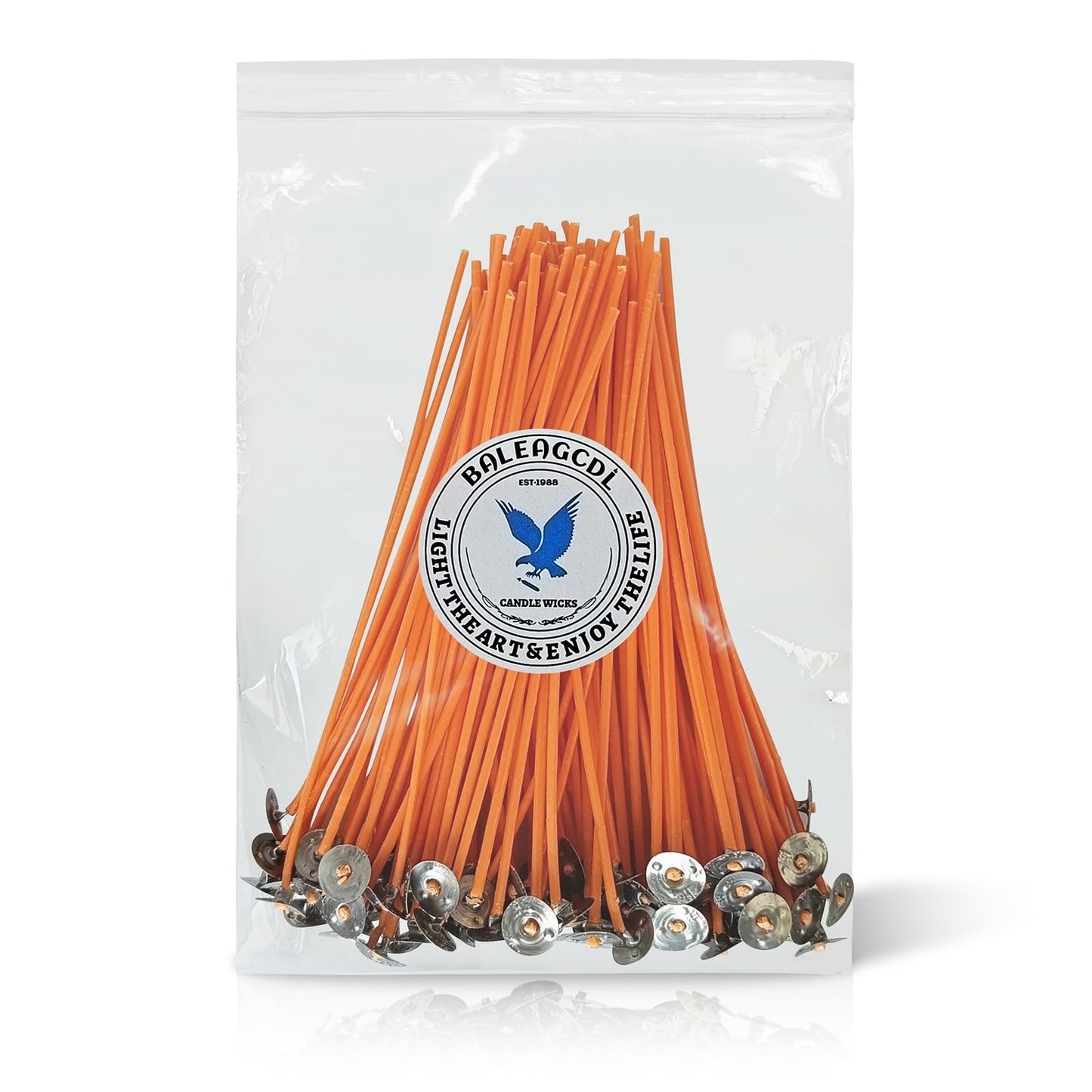6 Inch Candle Wick,100 Piece Cotton Candle Wicks, Orange Low Smoke Pre-Waxed Candle Wicks with Tabs for Candle Making DIY