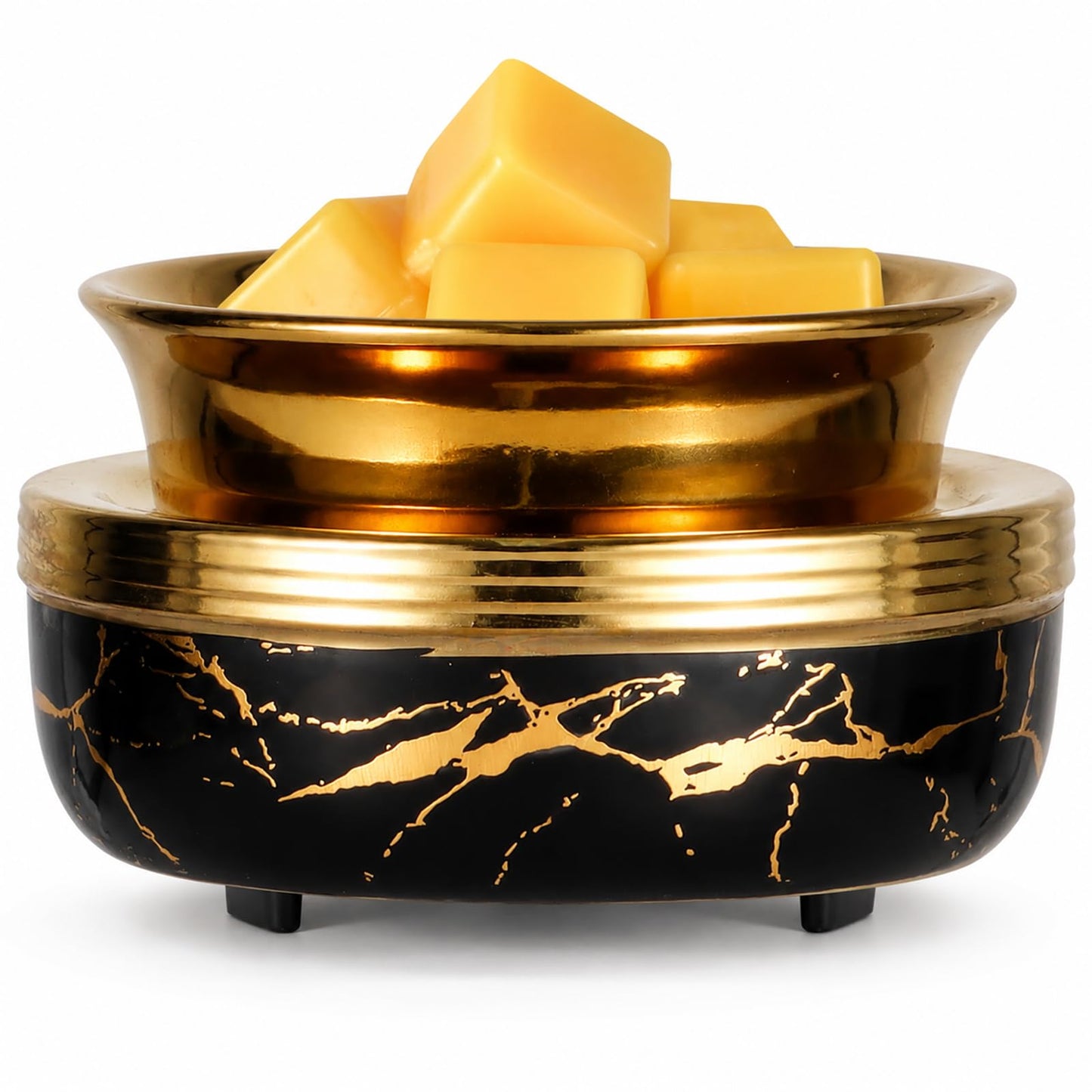 Mocosa Ceramic Wax Melt Warmer 3-in-1 Candle Warmer Electric Wax Warmer for Scented Wax Melter Burner for Home,Office, for Mom Women（Black Gold）