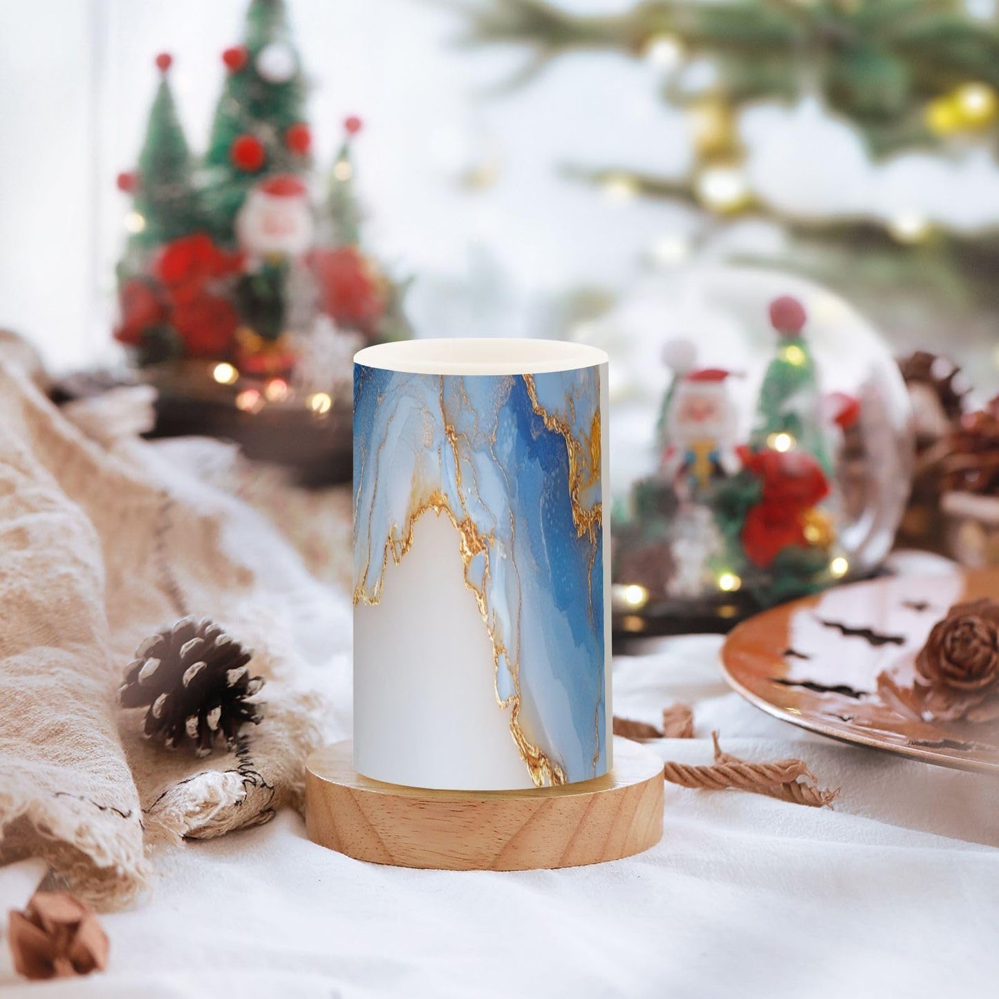 Zathe Flameless Pillar Candle Color Changing Led Flameless Candles for Dining Room Table Marble White White