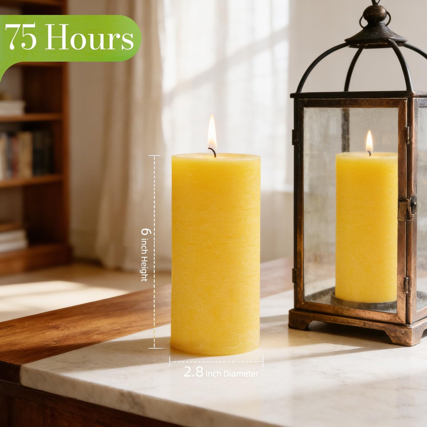 Citronella Candles Pillar, 2.8x6 Inch, 75 Hours Long Burn Time, Citronella Pillar Candle for Summer Home, Plant-Based Essential Oil Lemongrass Candle for Indoor/Outdoor