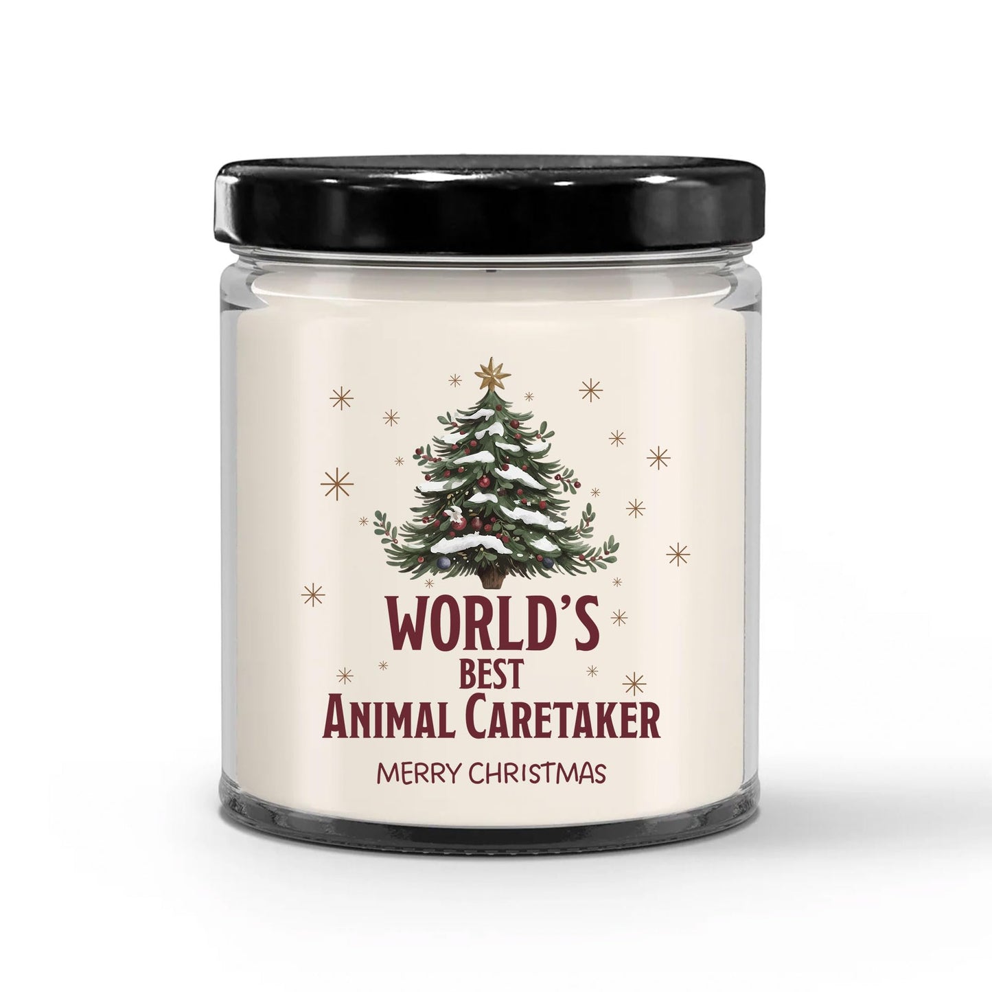 World's Best Animal Caretaker Candle for Christmas Party - Gifts for Coworker Staff Employee Boss Manager Men & Women - 9oz Vanilla Scented Soy Wax - Holiday Keepsake