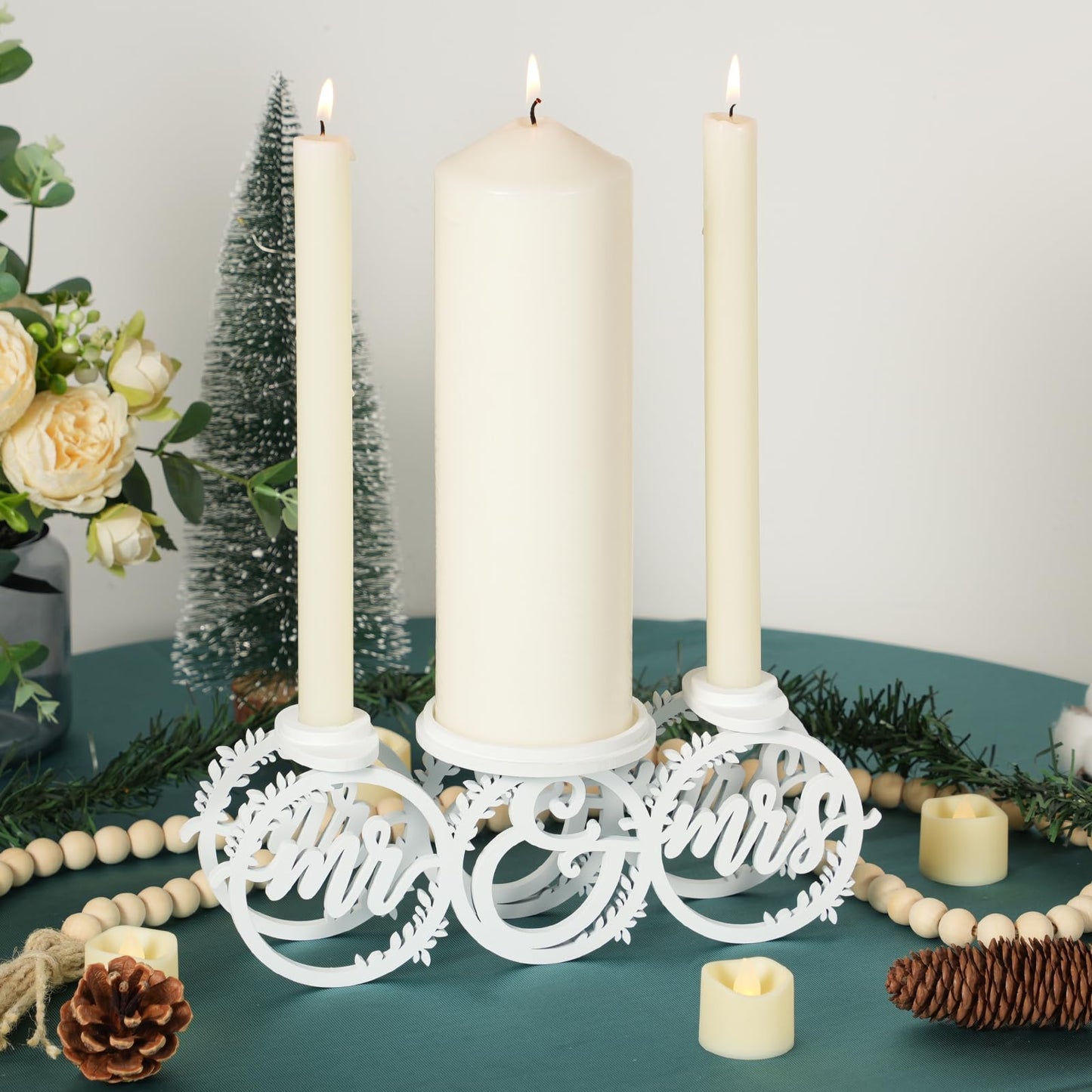 Rozrety Unity Candle Holder - Unity Candles Stand for Wedding Ceremony Set - Candle Holders for Wedding Decoration, Reception, Bridal Shower Gifts(Candles not Included)
