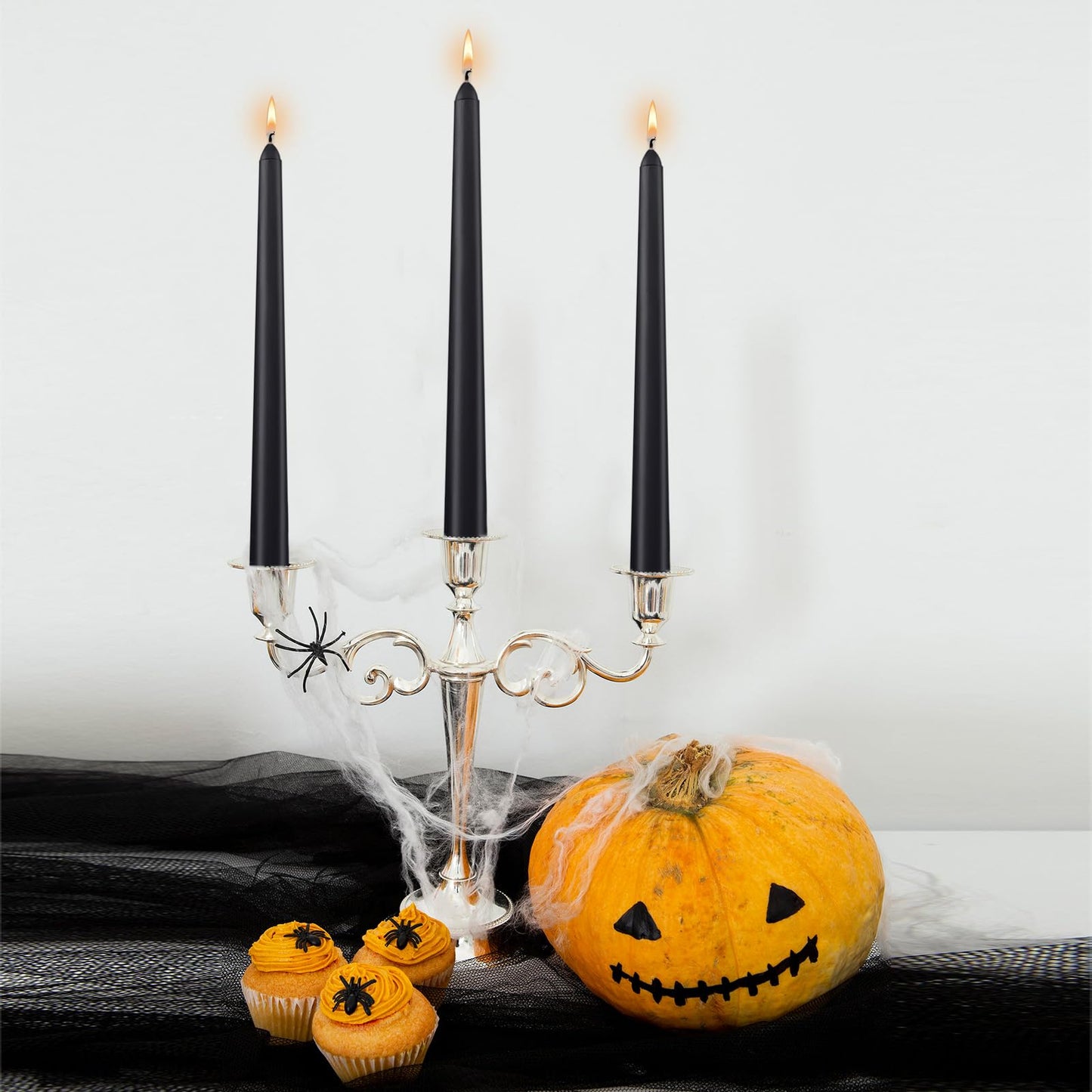 Black Taper Candles 10 inch (H) Dripless, Set of 8 Unscented and Smokeless Taper Candles Long Burning, Paraffin Wax with Cotton Wicks for Burning 8 Hours Time