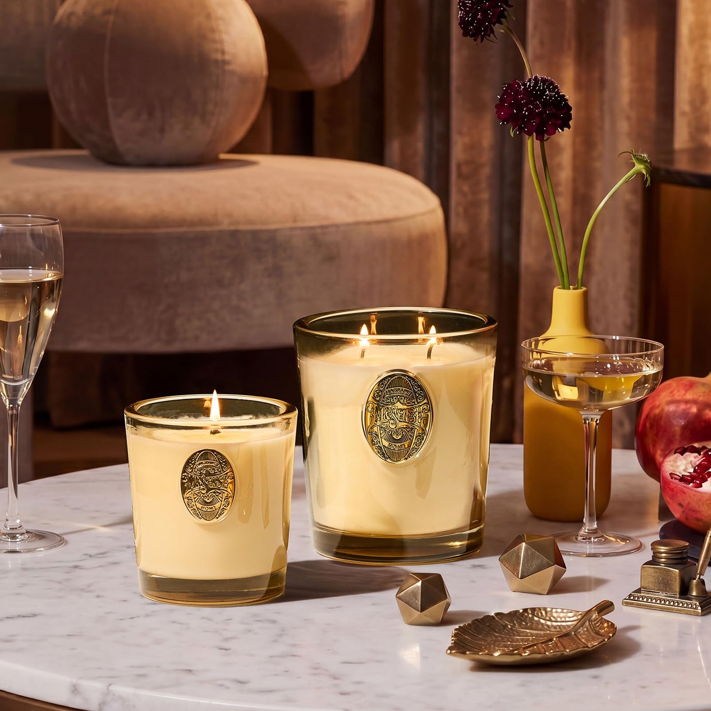M&SENSE Natural Soy Candle | Banana Leaf & Gold | 9.2 oz, 50H Burn Time | Luxury Scented Candle for Relaxation, Gifting, Home Décor | Ideal for Bedroom, Office, Party Ambiance
