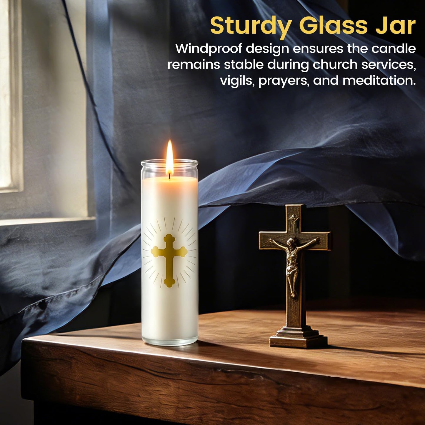 ARQRHTLY 6 Pcs Natural Soy Wax Prayer Candles 7 Day Devotional Candle in Glass 100 Hours Long Burn Time Religious Catholic Christian Spiritual Decor for Memorials Vigil Church Home Altar Bless Novena