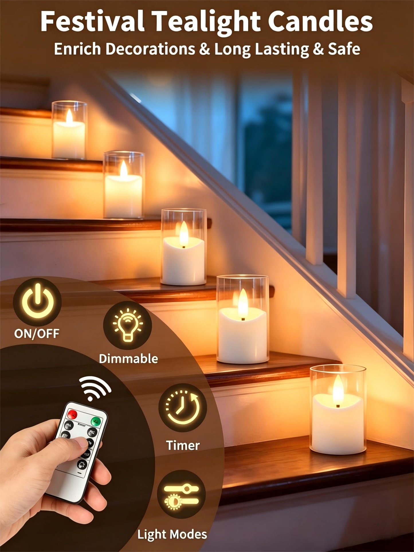 YTRUSTIX Rechargeable Flameless Tea Light Candles with Timer Remote, 1.7"x2.5" Acrylic Small Votive Electric LED Candles Battery Operated for Home Aniversary Wedding Holiday Decor (Pack of 6, White)