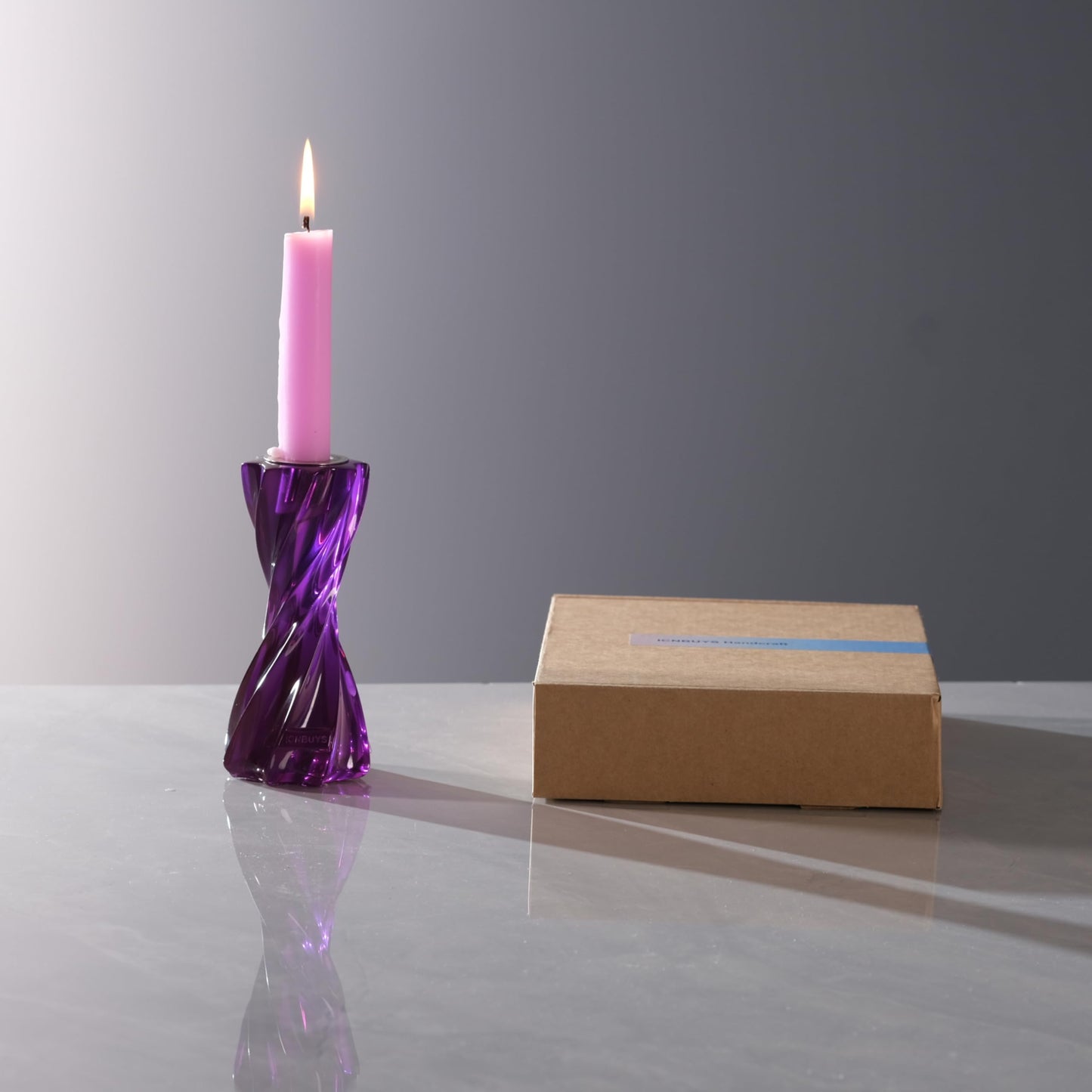 ICNBUYS Twizzle Twist Candle Holder, Decorative Candle Holder for Table Display, Romantic Decoration, Unique Home Décor Aesthetic, Housewarming Gift, Candle Stand Height 5.7 inches Pruple - Resin