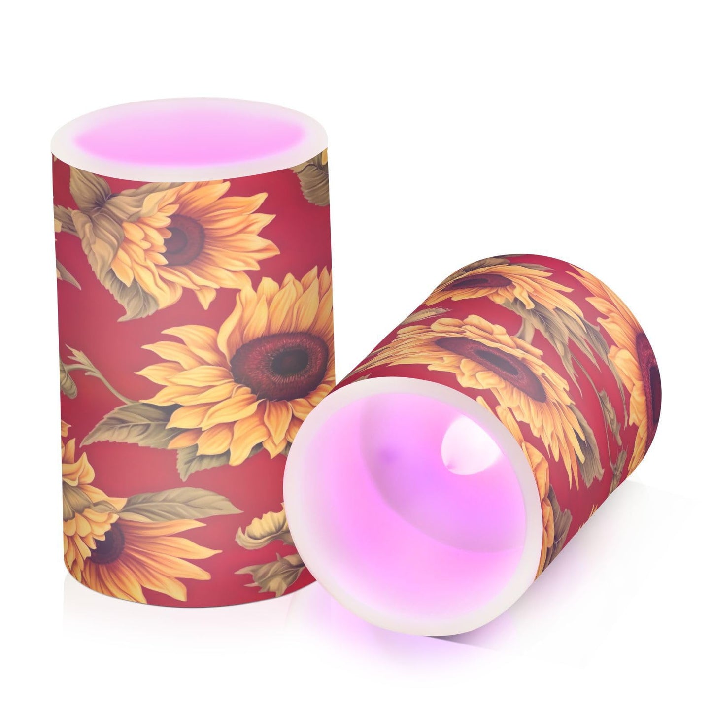 Kigai Flameless Candles Red Sunflowers Battery Operated Flickering LED Candles Waterproof Realistic Candles with Remote and Timer for Party Holiday Wedding Home Decor, 2 Pack