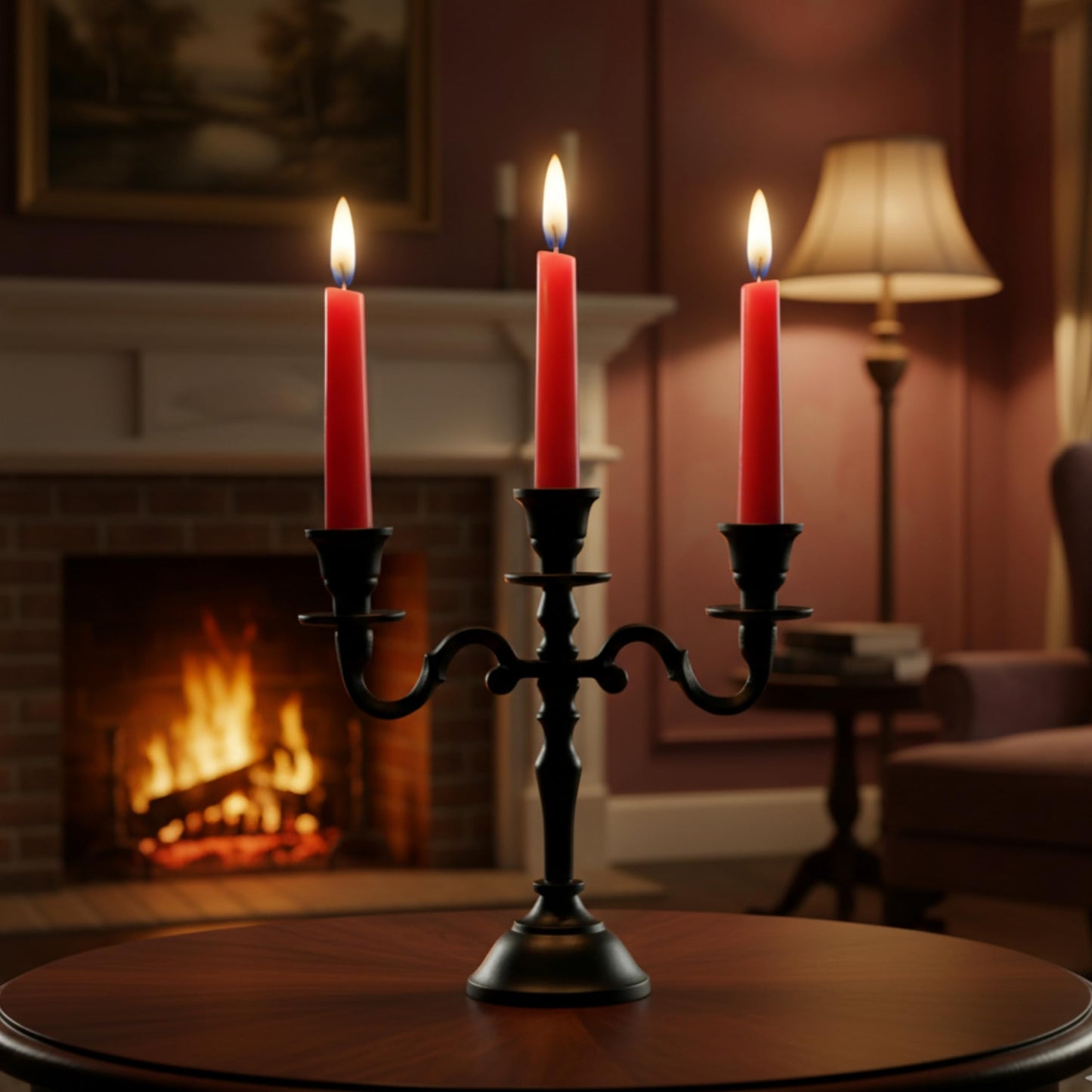 Rely+ 3 Arm Baby Candelabra Black Matte 8 Inch Taper Candle Holders Gothic Decorations Candlesticks Holder Home Decor Wedding Parties Centerpiece for Dining Table