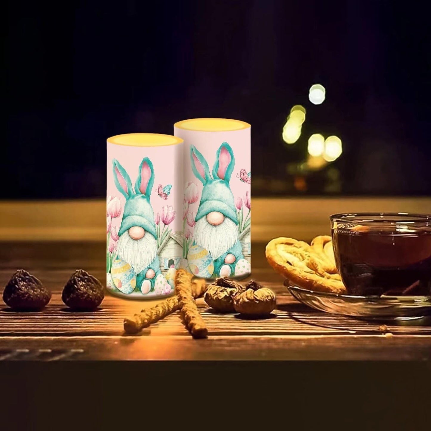 Luarisgur Easter Decor Flameless Candles with Remote Gomes Stars Battery Operated Candles with Timer Electric Fake Plastic Pillar Candles for Home Decorations 2 Pack