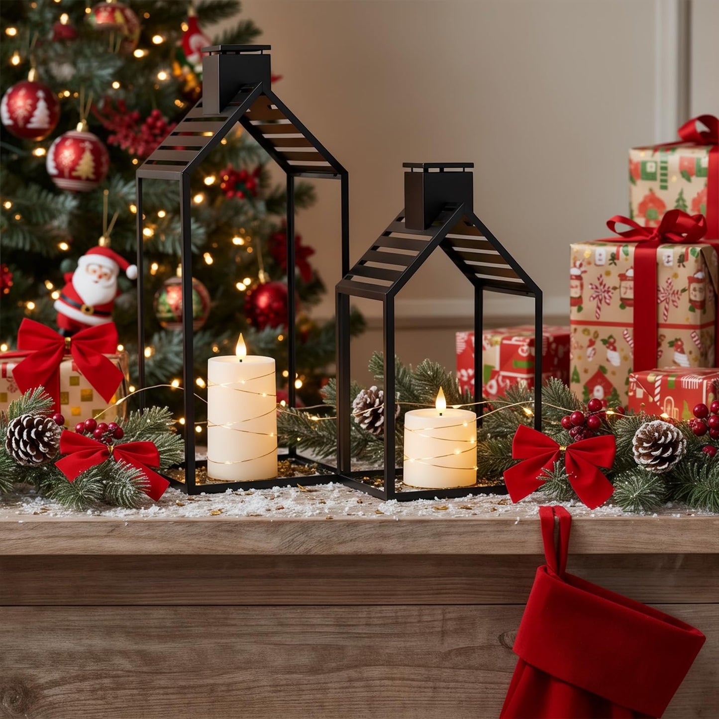 Raycare Flameless Candles with Remote Timer, Flickering Battery Operated LED Pillar Fake Candle with String Lights for Home Decor, Christmas, Wedding and Gift, White, Set of 3