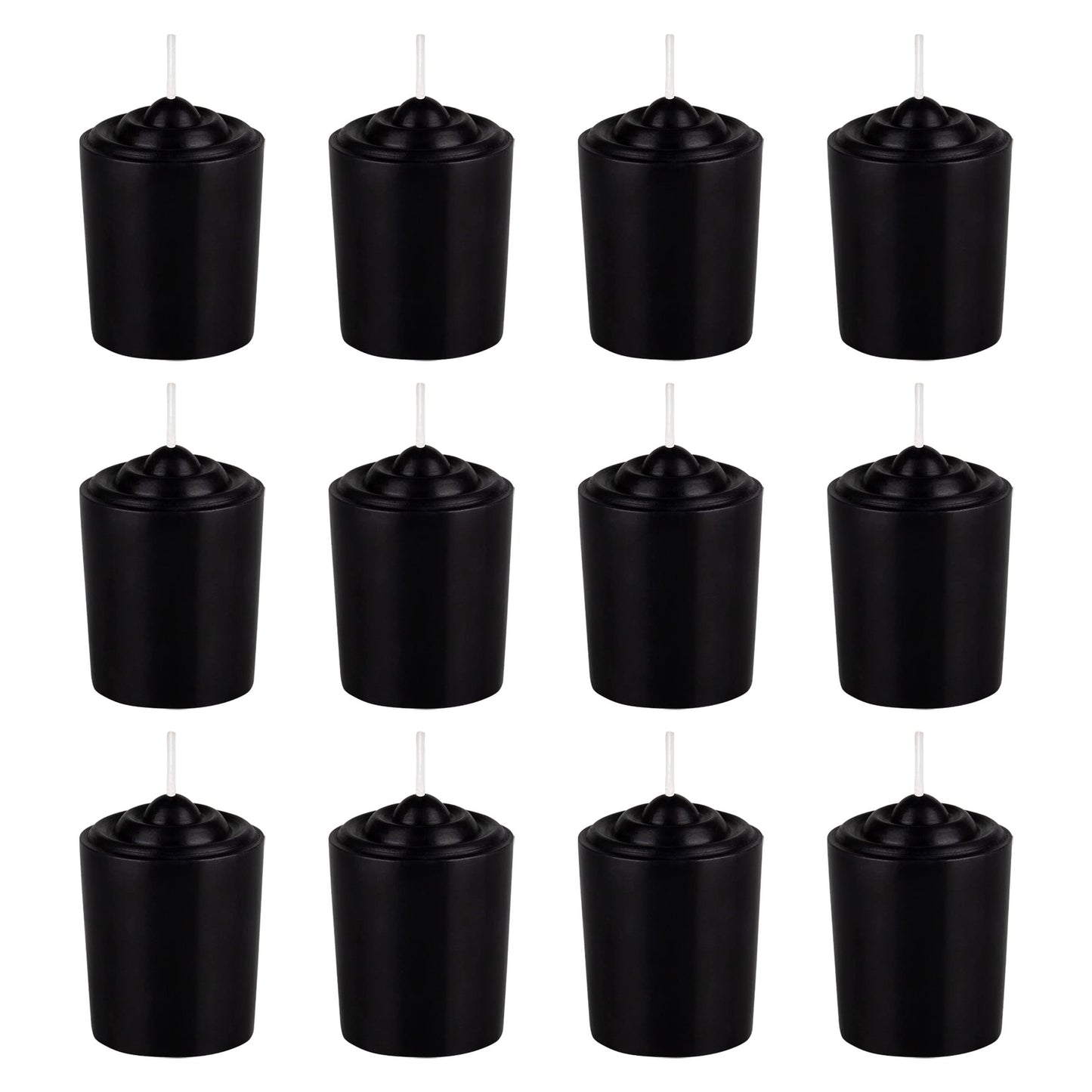 Black Unscented 15 Hours Votive Candles Pack of 12
