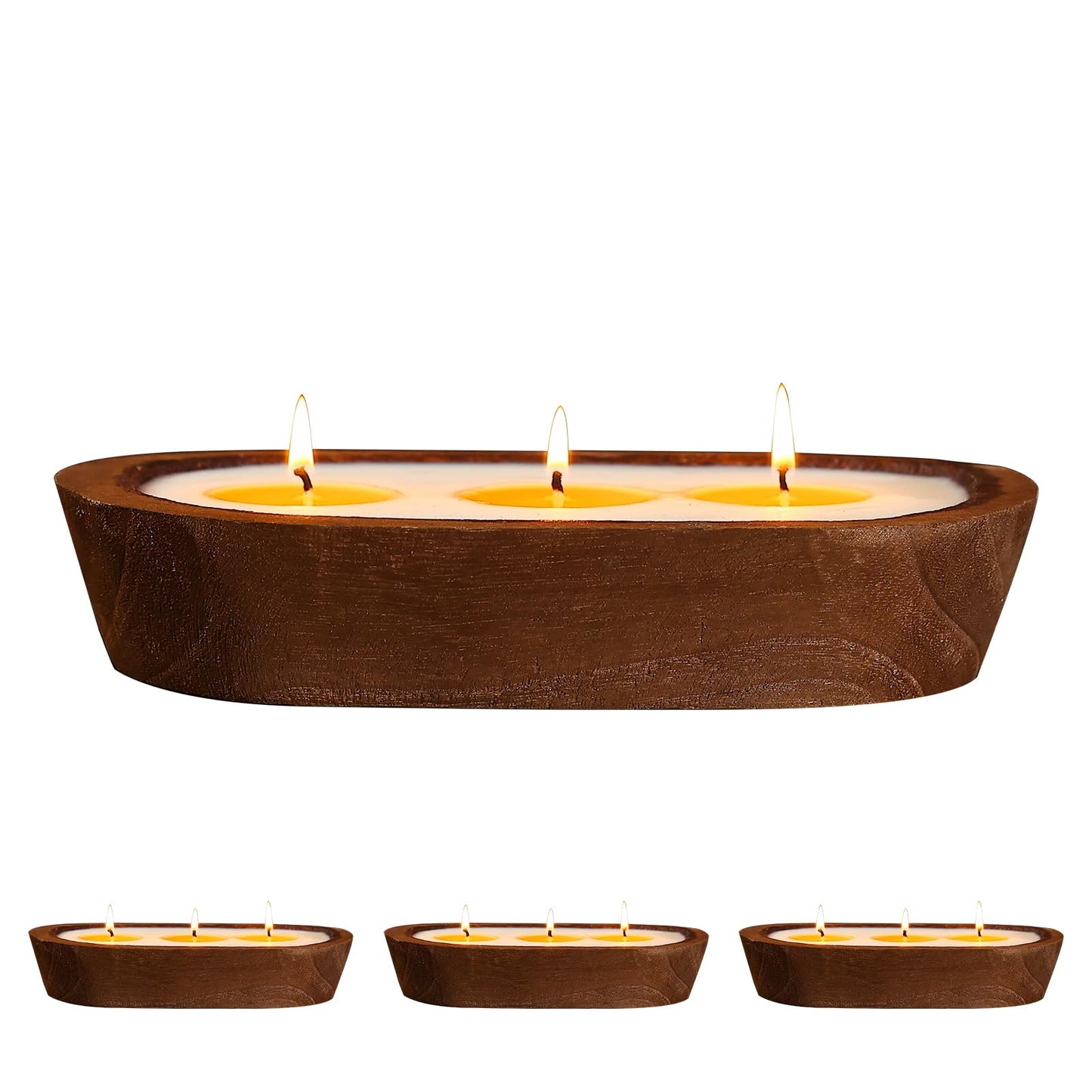 Scented Candles for Home, YeeQue 4pack Aromatheraphy Candle, Large Wooden Bowl Candle for Women,Girl Birthday Gift 3 Wicks, 48oz,120Hours Long Lasting Burn