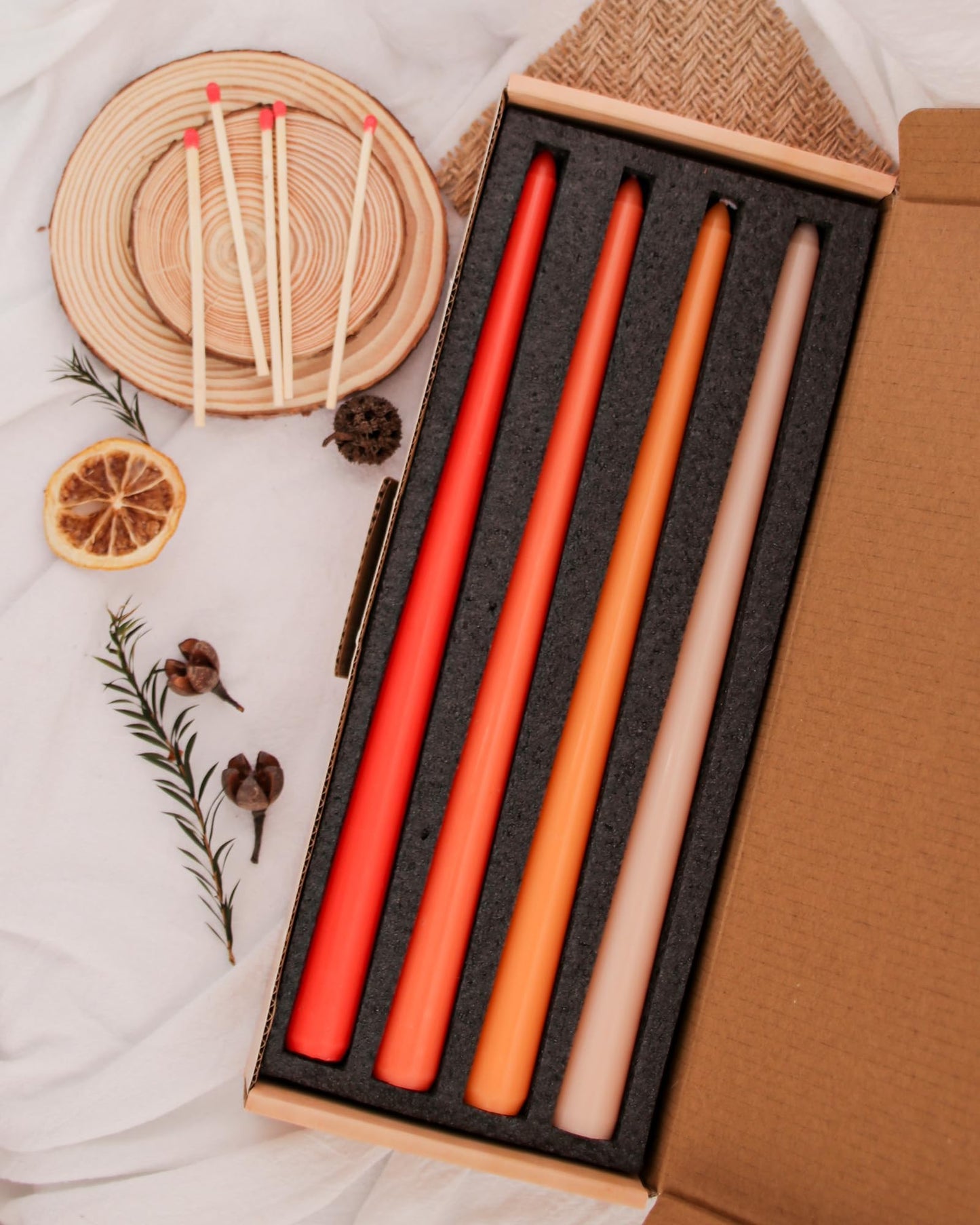 Viyffo 12 Inch Orange Taper Candles 4 Pack Unscented Smokeless Long Tall Tapered Candles for Candlesticks Sticks Wedding Home Decor Dinner
