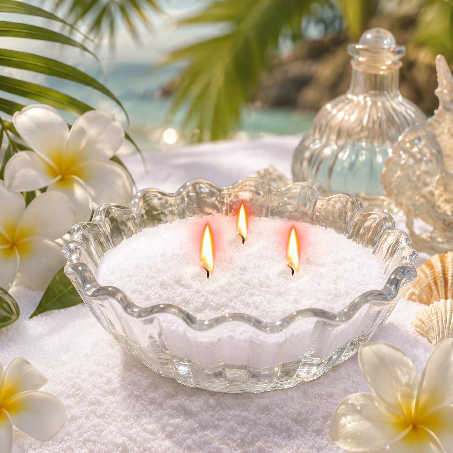 MTLEE Pearled Candle 2.2 Lb/35oz Hawaiian Flavor Scented Sand Candle Kit Include 50 Wicks, Bow Gift Box, Spoon Reusable Pearled Wax, Gifts for Women Girls Teacher Birthday DIY Home Kit