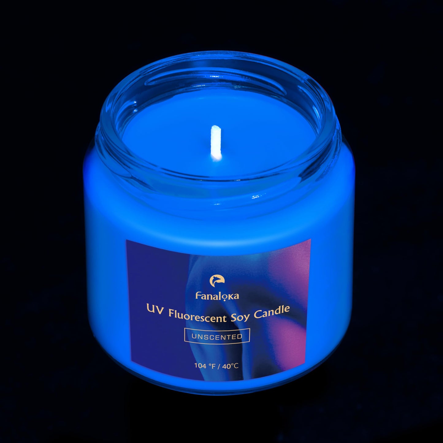 UV Fluorescent Soy Wax Low Temperature Candles, Low Heat Body Safe Candle for Night Party, Unscented, 104 °F, 5 oz (Blue)