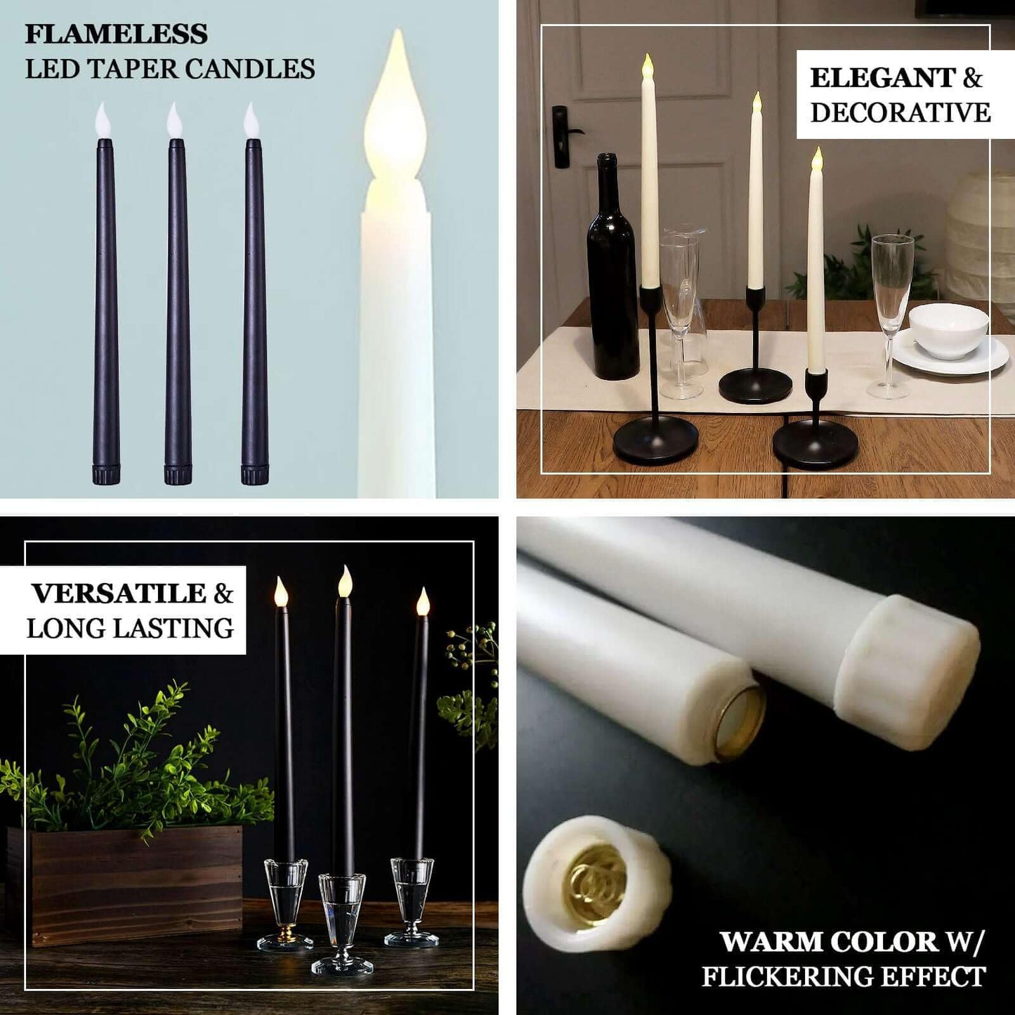 Efavormart 8 Pack Mixed Blue Flameless LED Taper Candles, 11" Flickering Battery Operated Candles for Birthday Party, Boy Baby Shower & Event Decor